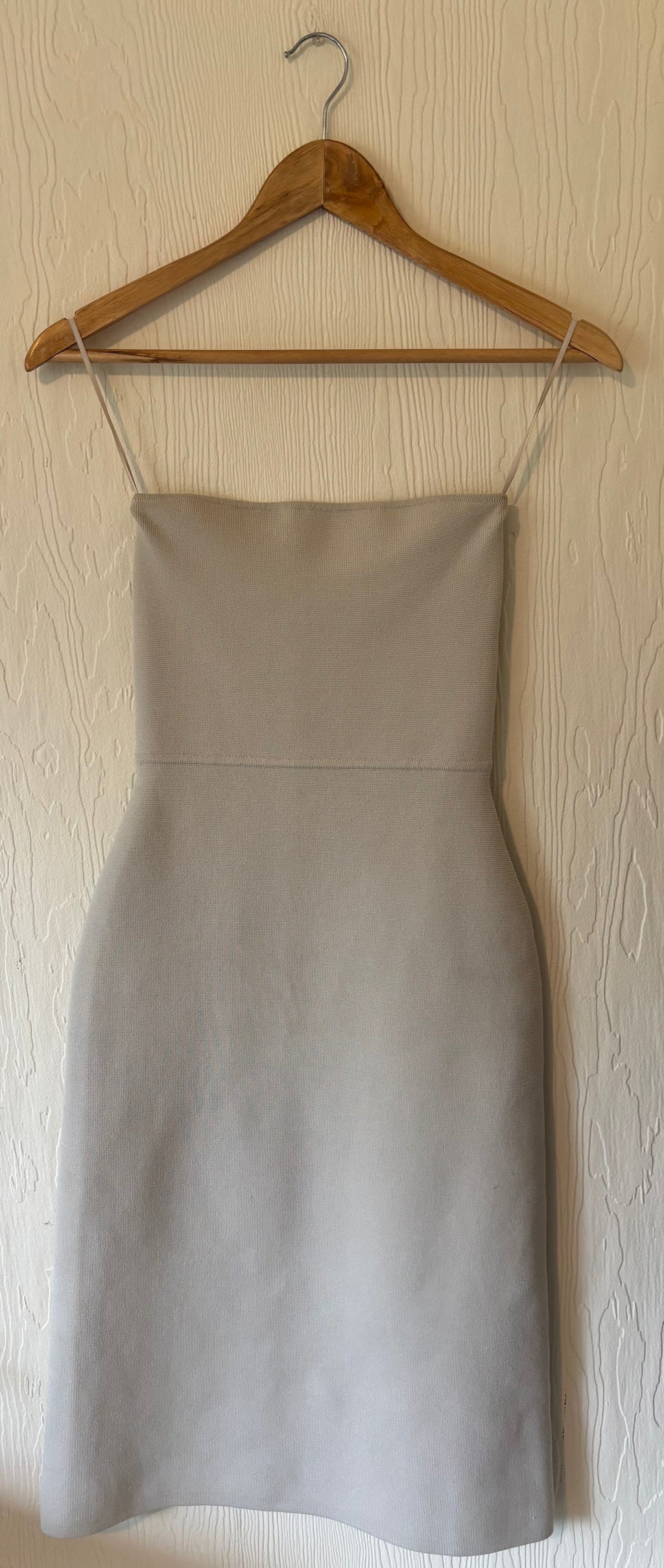 Babaton Aritzia Platform Sculpt Knit Bodycon Cream Bardot Midi Dress