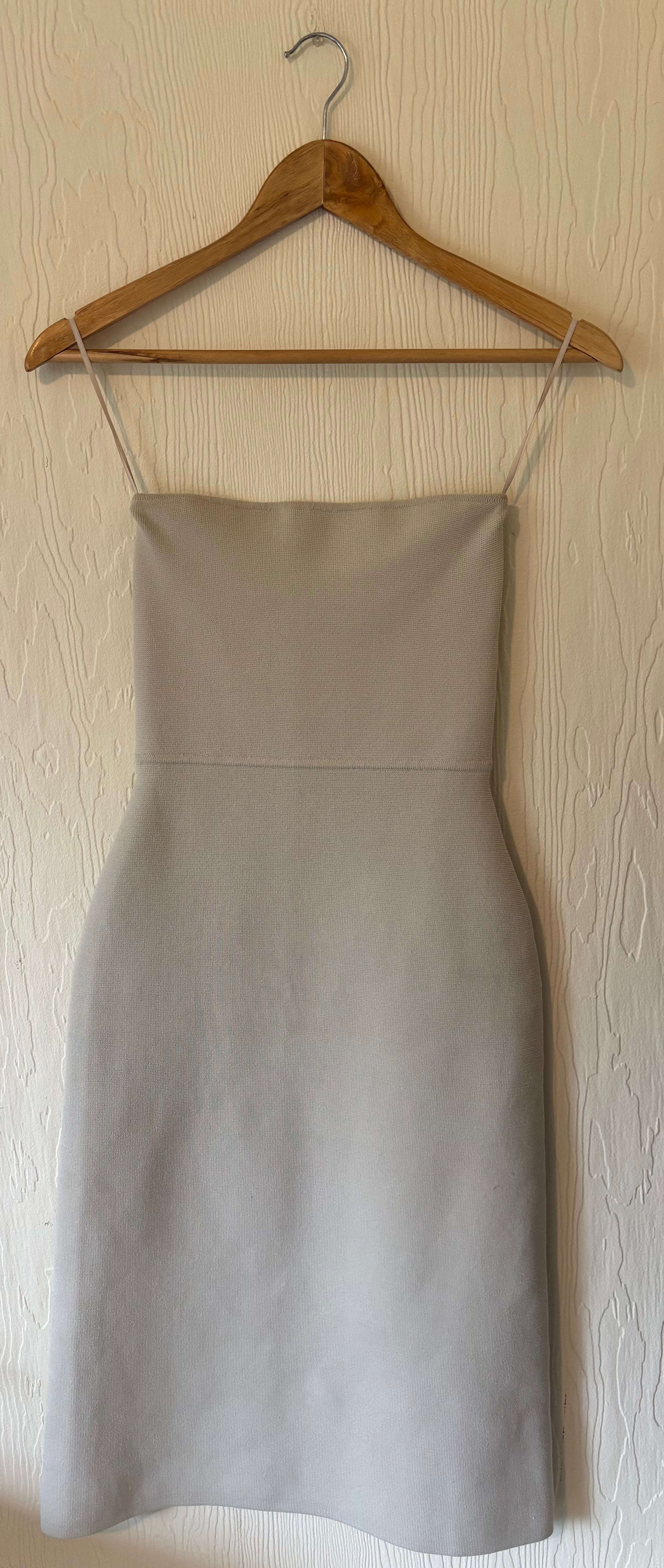 Babaton Aritzia Platform Sculpt Knit Bodycon Cream Bardot Midi Dress