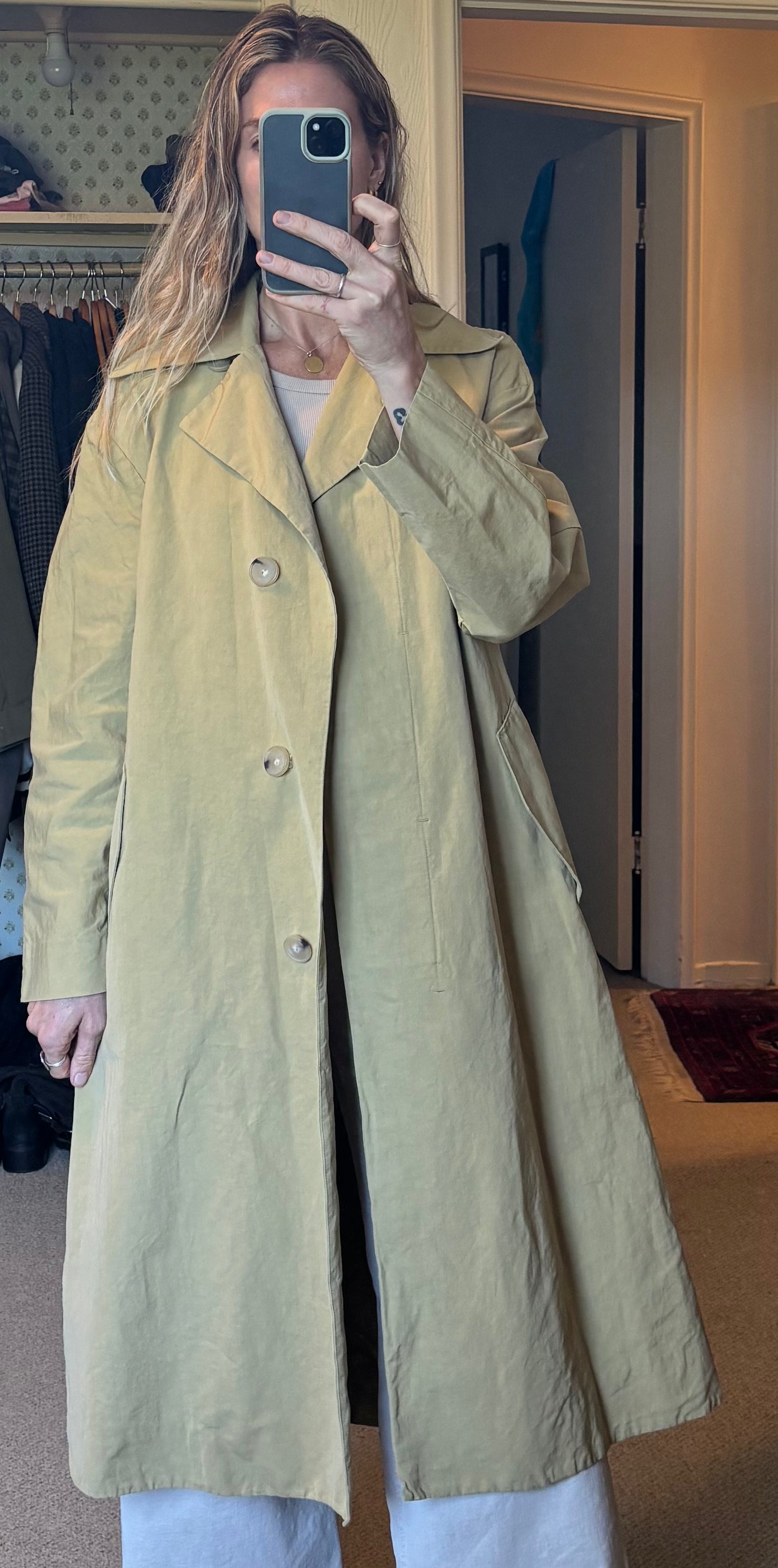 Vince Organic Cotton Khaki Tan Trench Coat Jacket