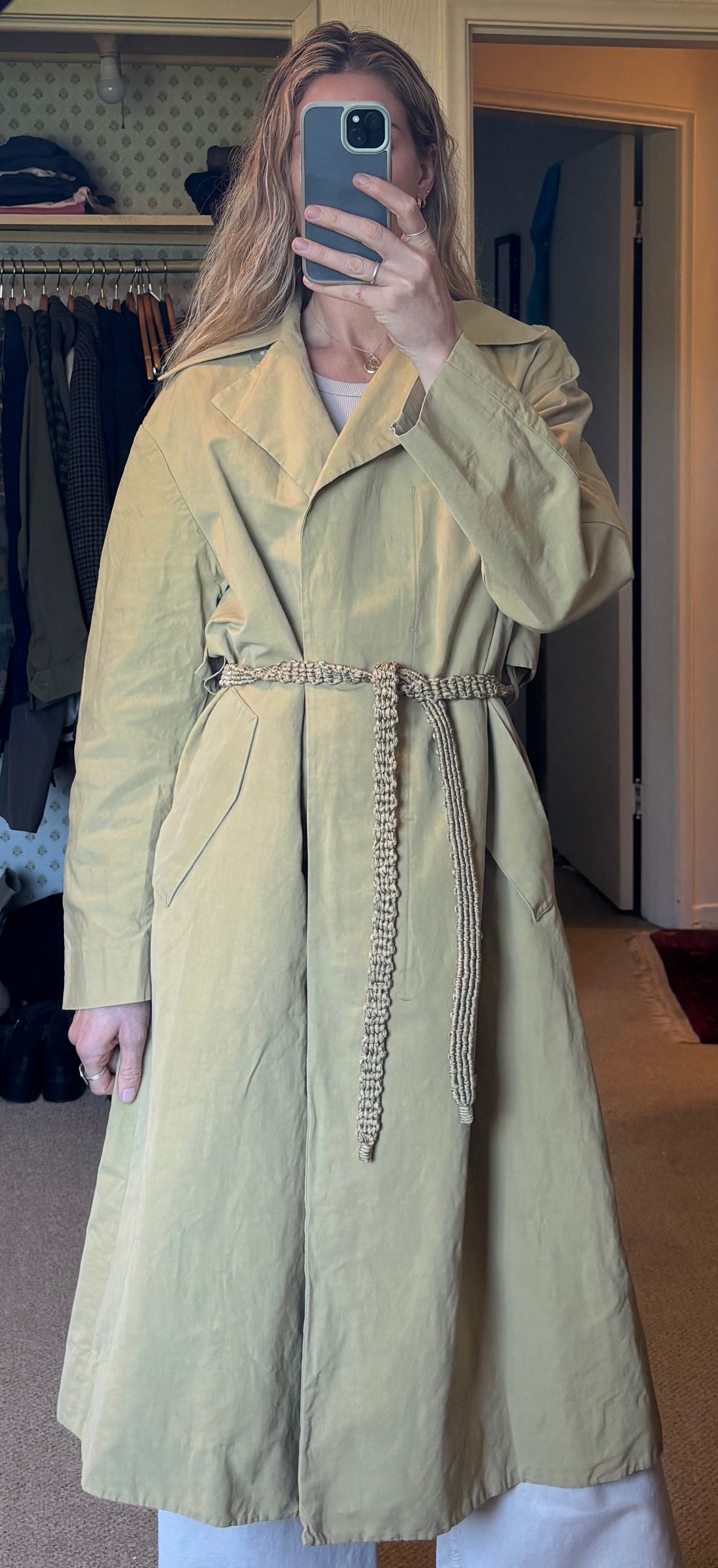 Vince Organic Cotton Khaki Tan Trench Coat Jacket