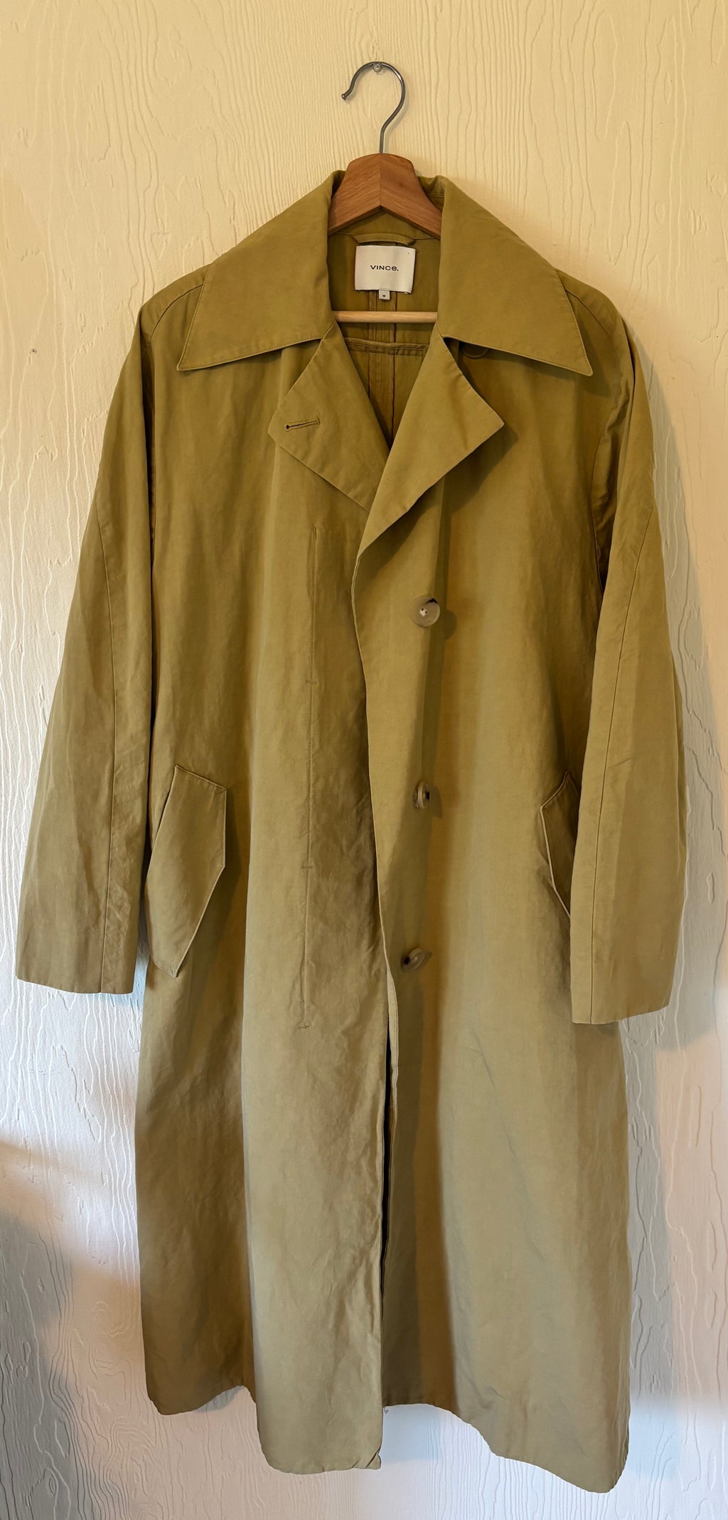 Vince Organic Cotton Khaki Tan Trench Coat Jacket