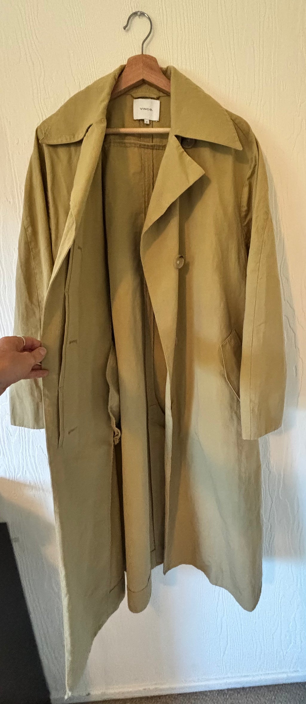 Vince Organic Cotton Khaki Tan Trench Coat Jacket