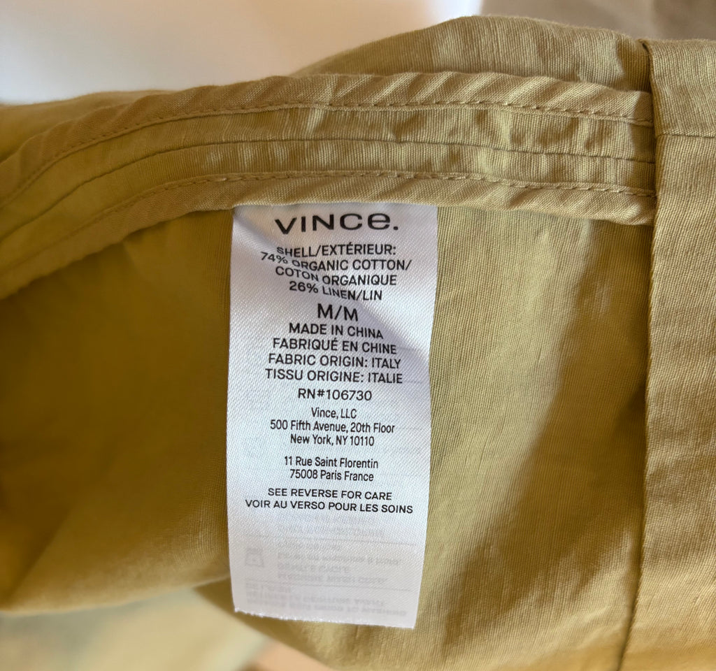 Vince Organic Cotton Khaki Tan Trench Coat Jacket