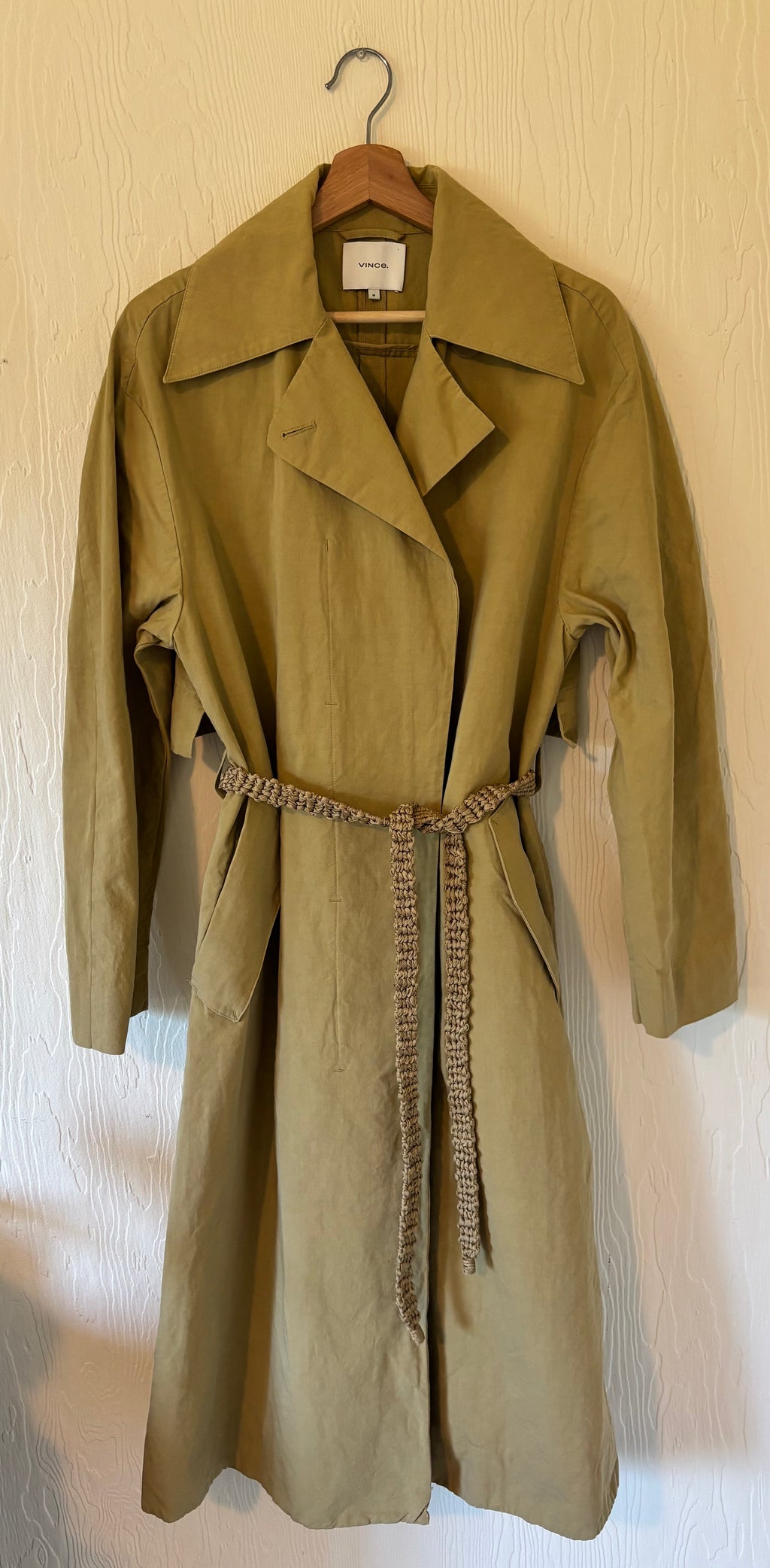 Vince Organic Cotton Khaki Tan Trench Coat Jacket
