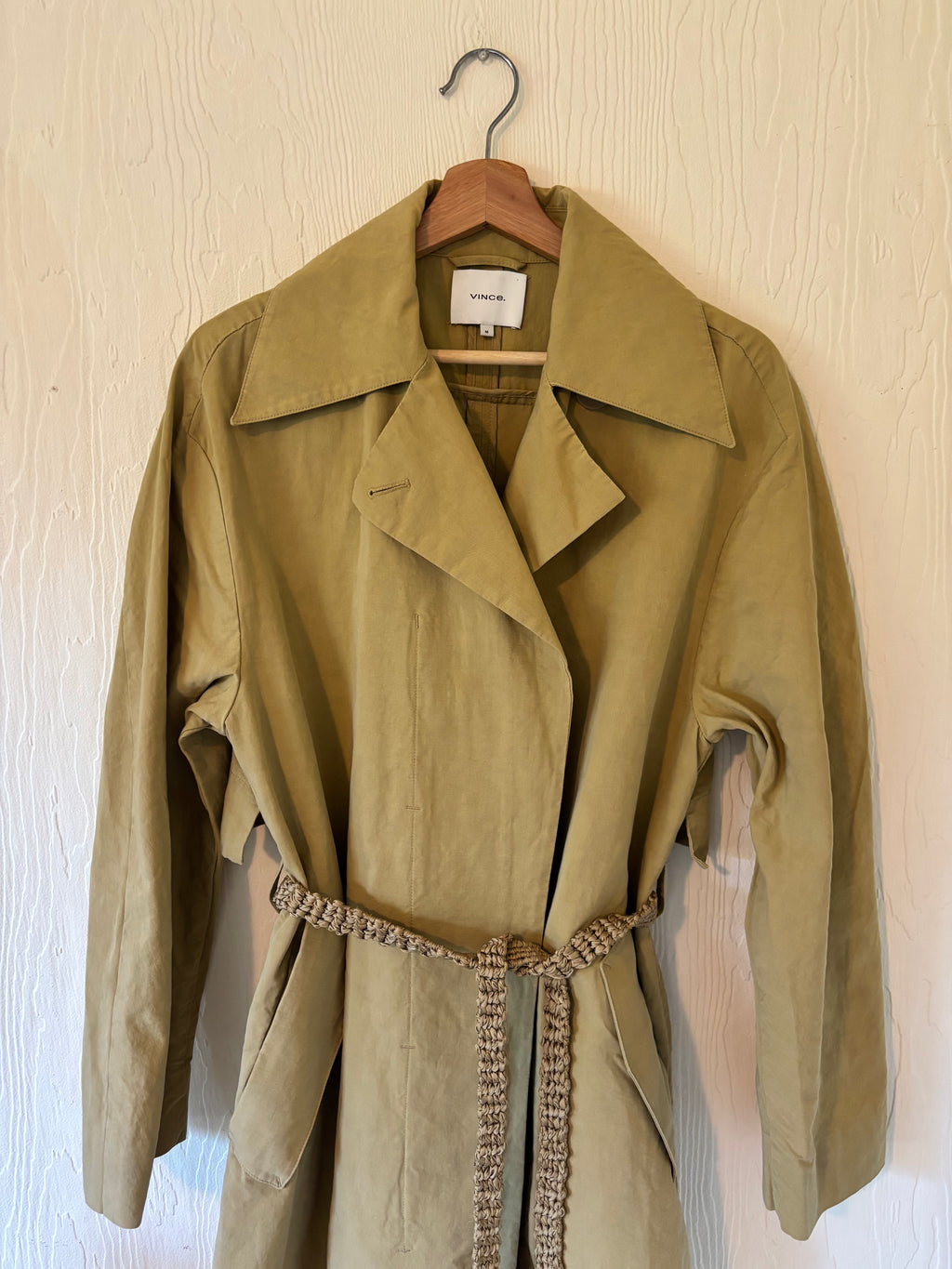Vince Organic Cotton Khaki Tan Trench Coat Jacket