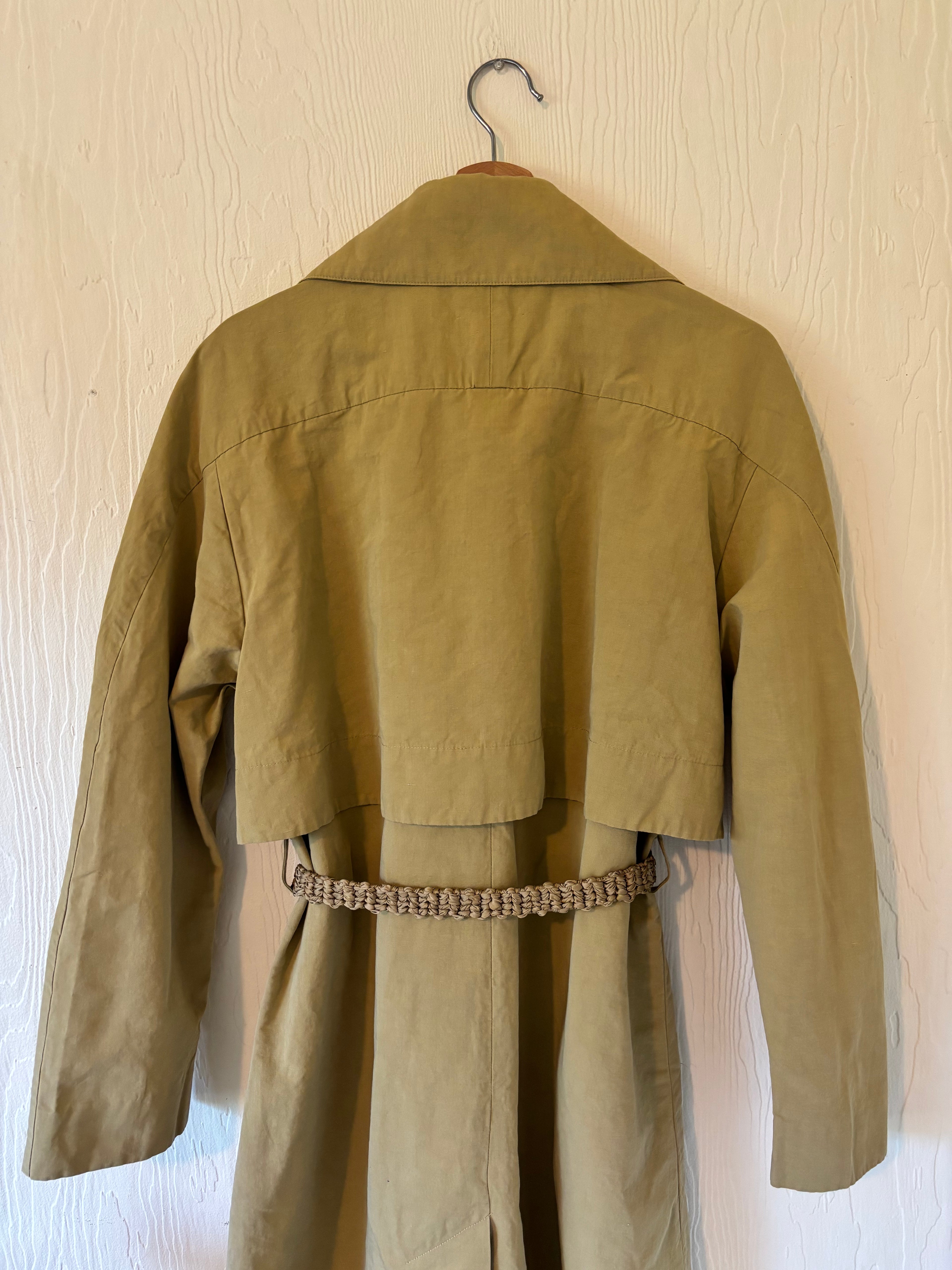 Vince Organic Cotton Khaki Tan Trench Coat Jacket