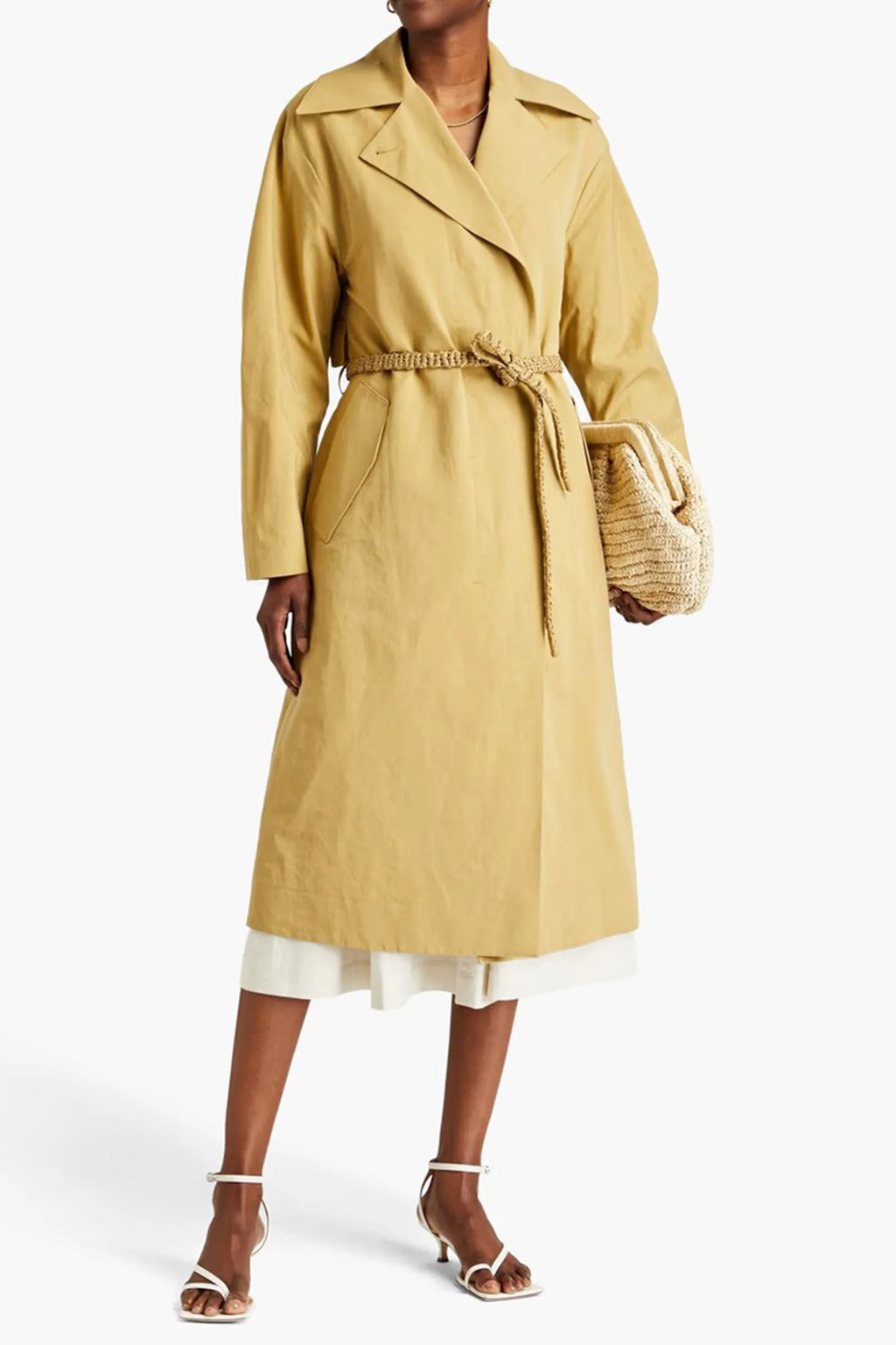 Vince Organic Cotton Khaki Tan Trench Coat Jacket