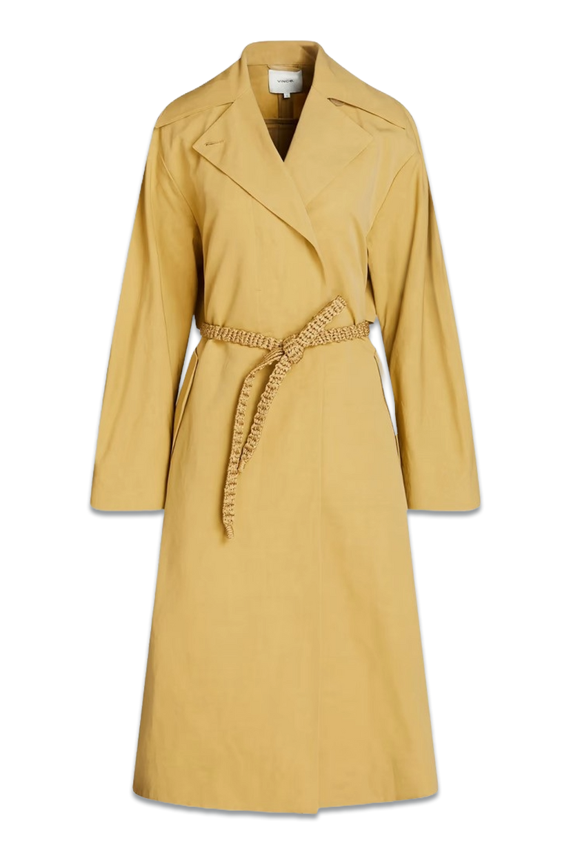 Vince Organic Cotton Khaki Tan Trench Coat Jacket