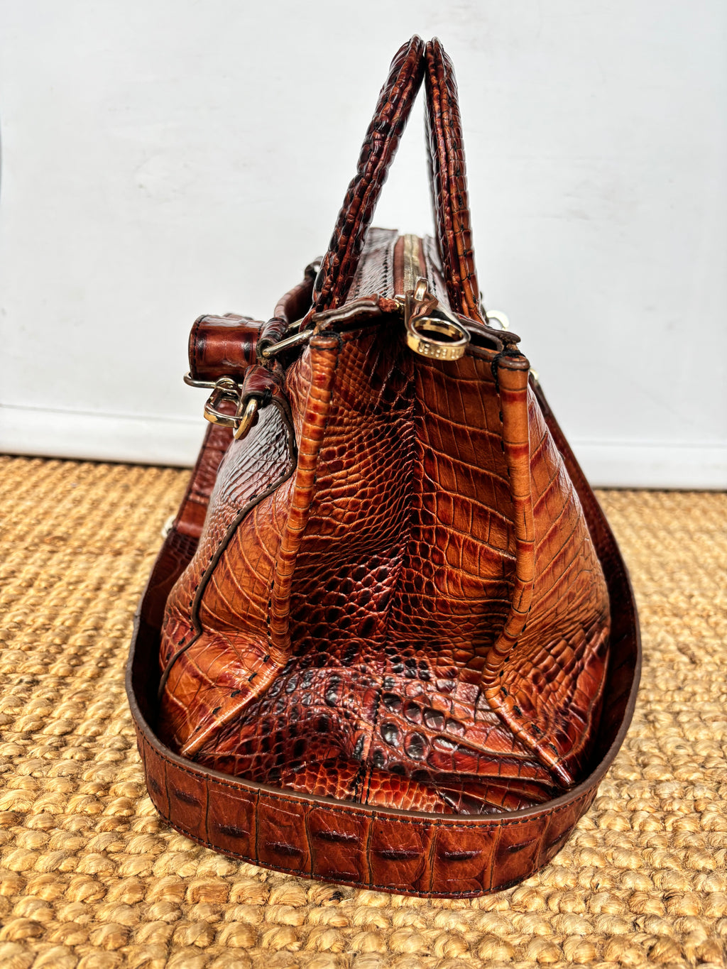 RARE Vintage Ted Baker Brown 100% Leather Crocodile Embossed Bag