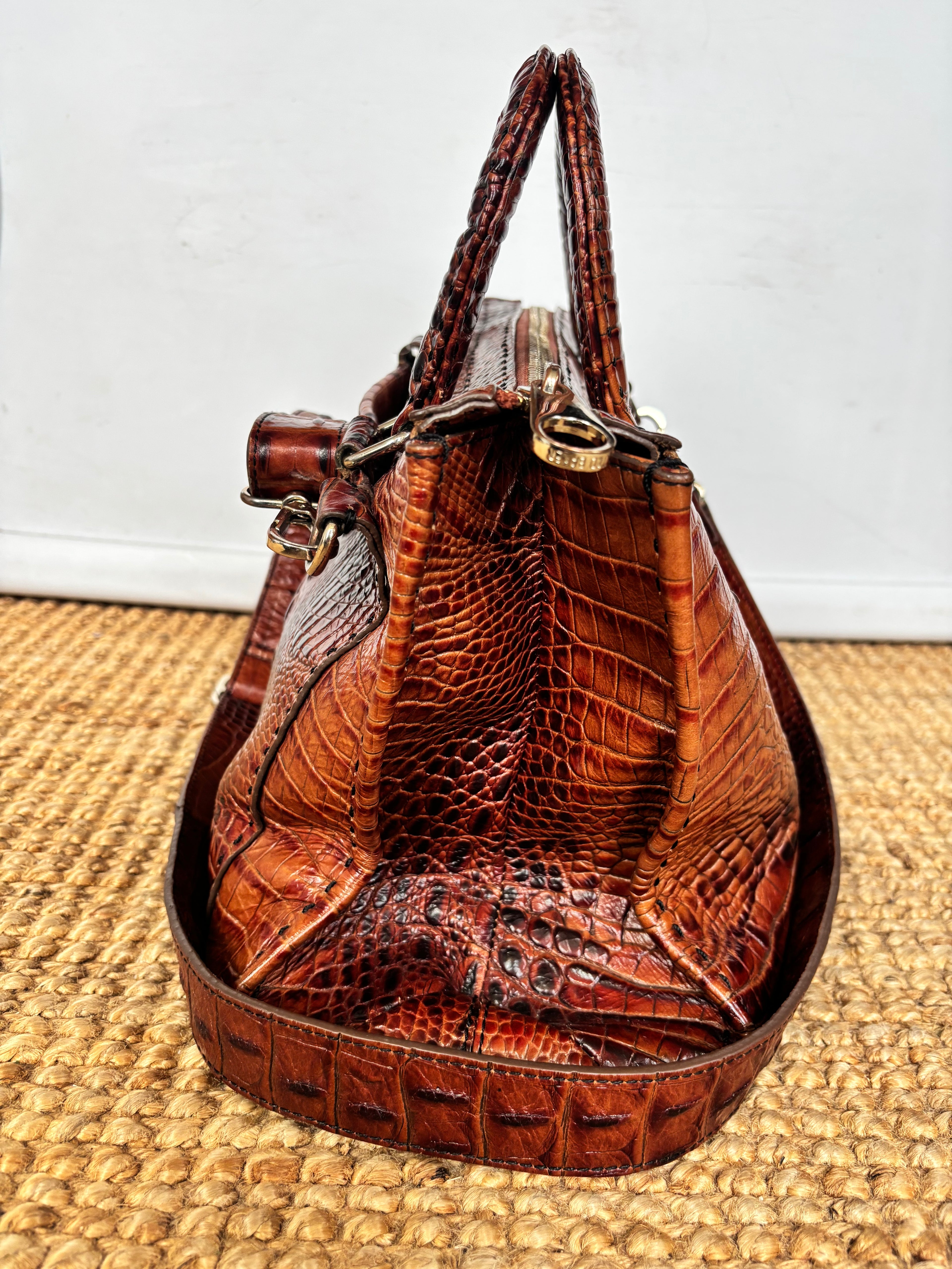 RARE Vintage Ted Baker Brown 100% Leather Crocodile Embossed Bag