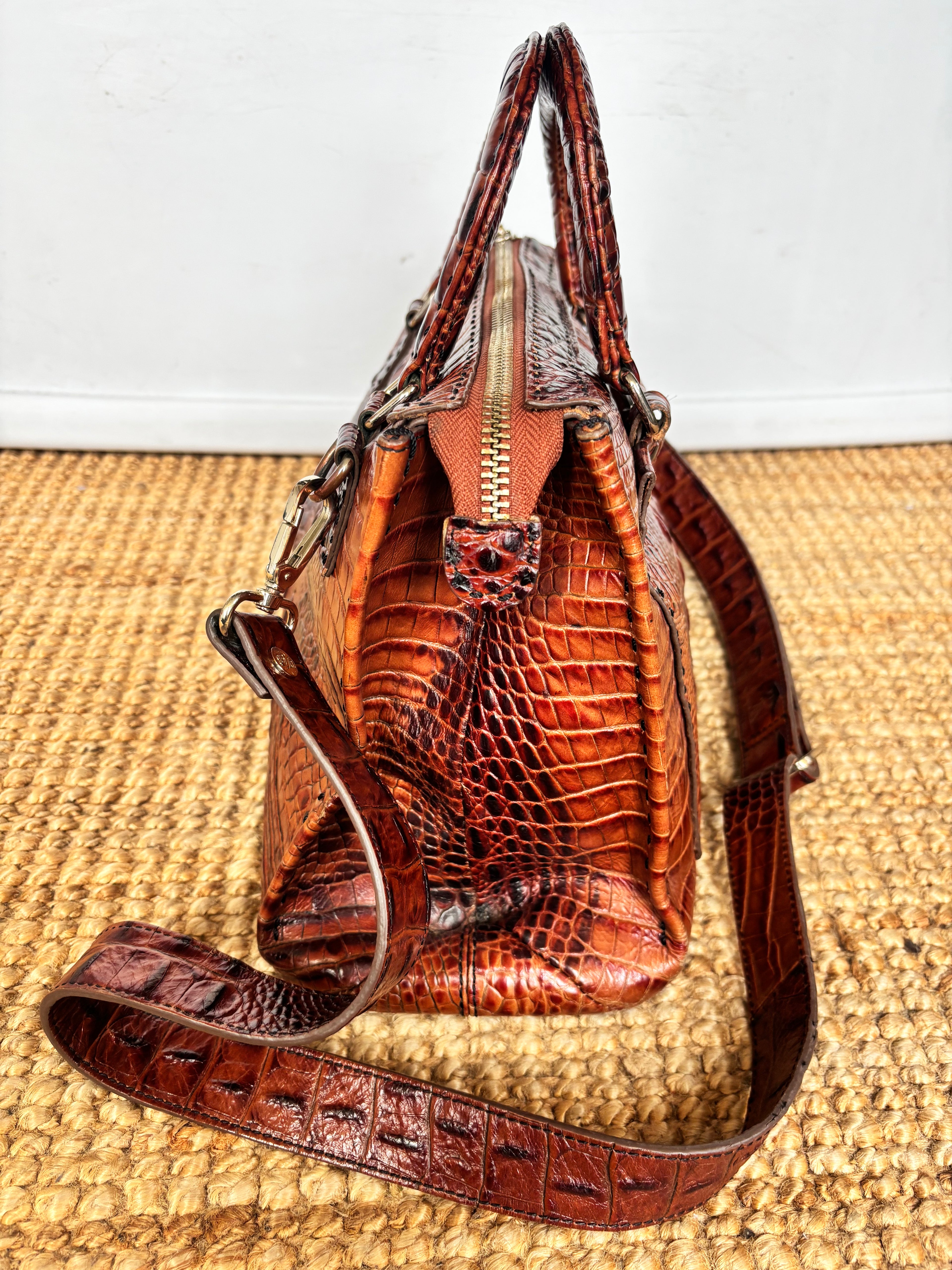 RARE Vintage Ted Baker Brown 100% Leather Crocodile Embossed Bag