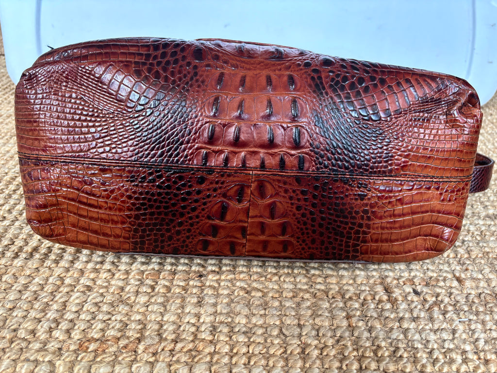 RARE Vintage Ted Baker Brown 100% Leather Crocodile Embossed Bag