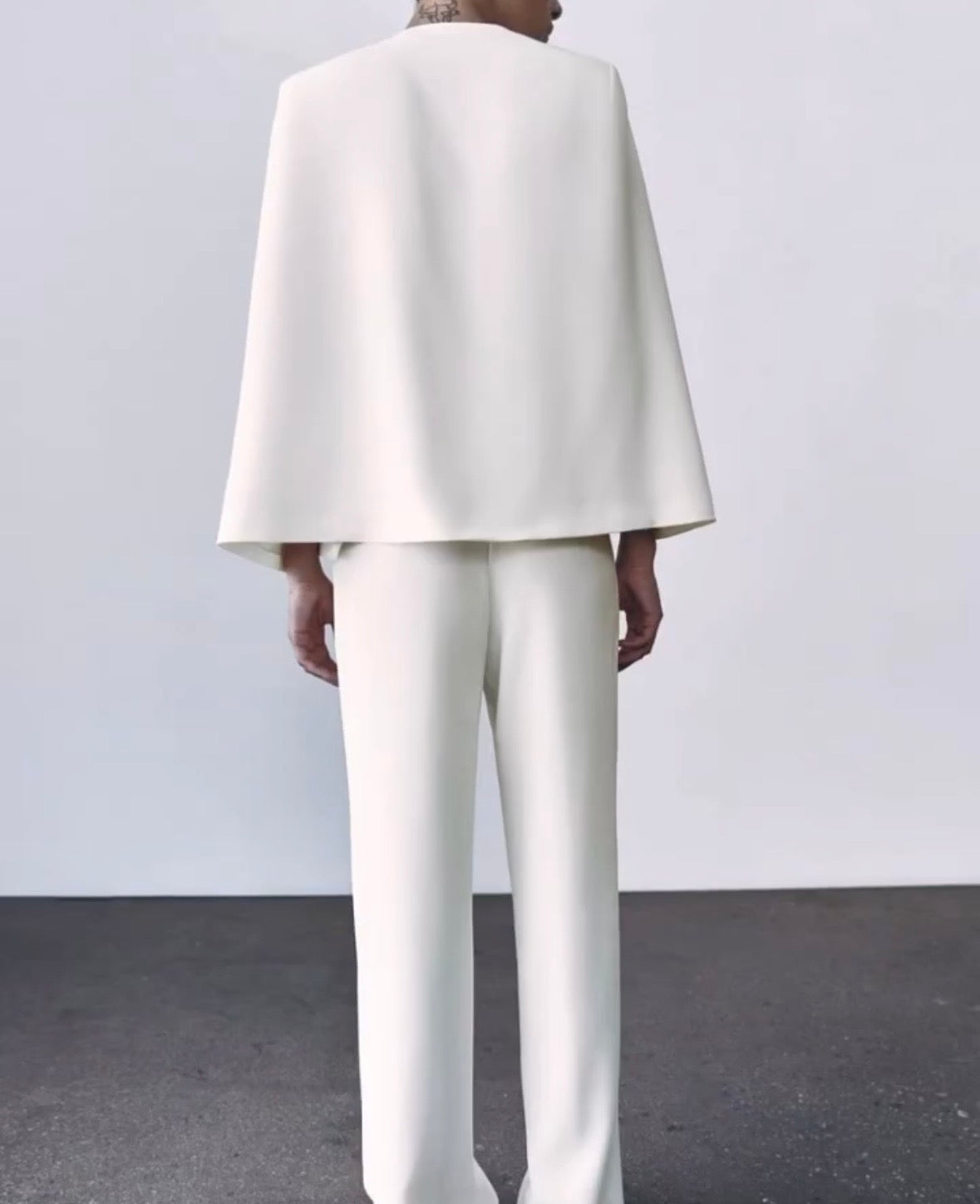 Zara ZW Collection White Cape Blazer Sleeveless Vest Bridal Minimalist