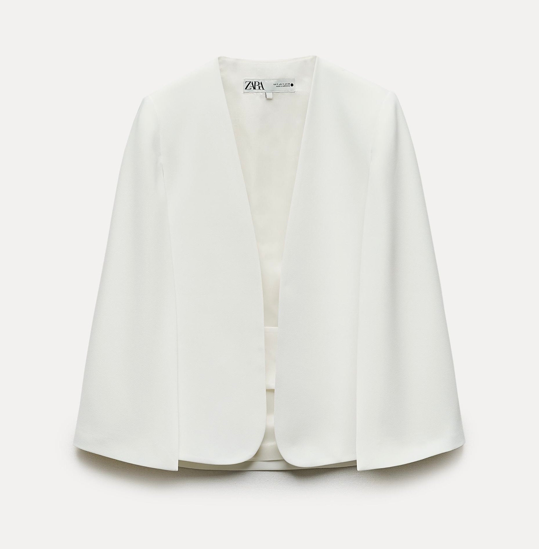 Zara ZW Collection White Cape Blazer Sleeveless Vest Bridal Minimalist