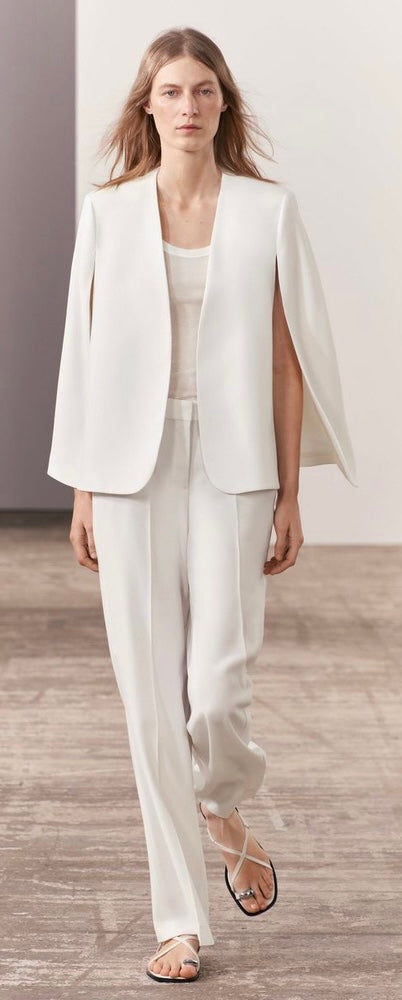 Zara ZW Collection White Cape Blazer Sleeveless Vest Bridal Minimalist