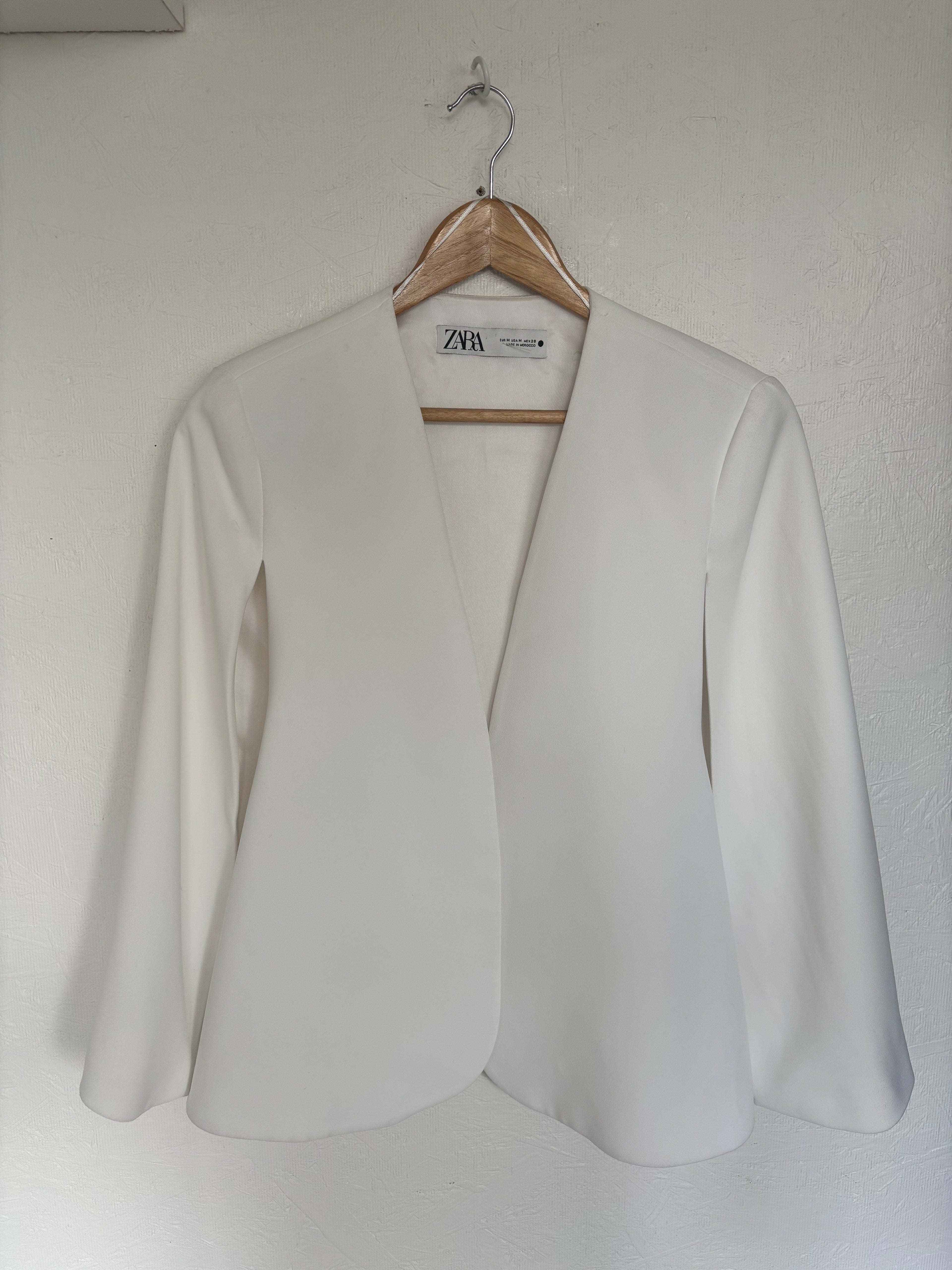 Zara ZW Collection White Cape Blazer Sleeveless Vest Bridal Minimalist