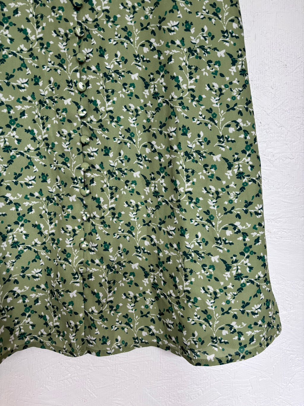 Reformation Green Alison Floral Button Down Short Puff Sleeve Mini Sun Dress