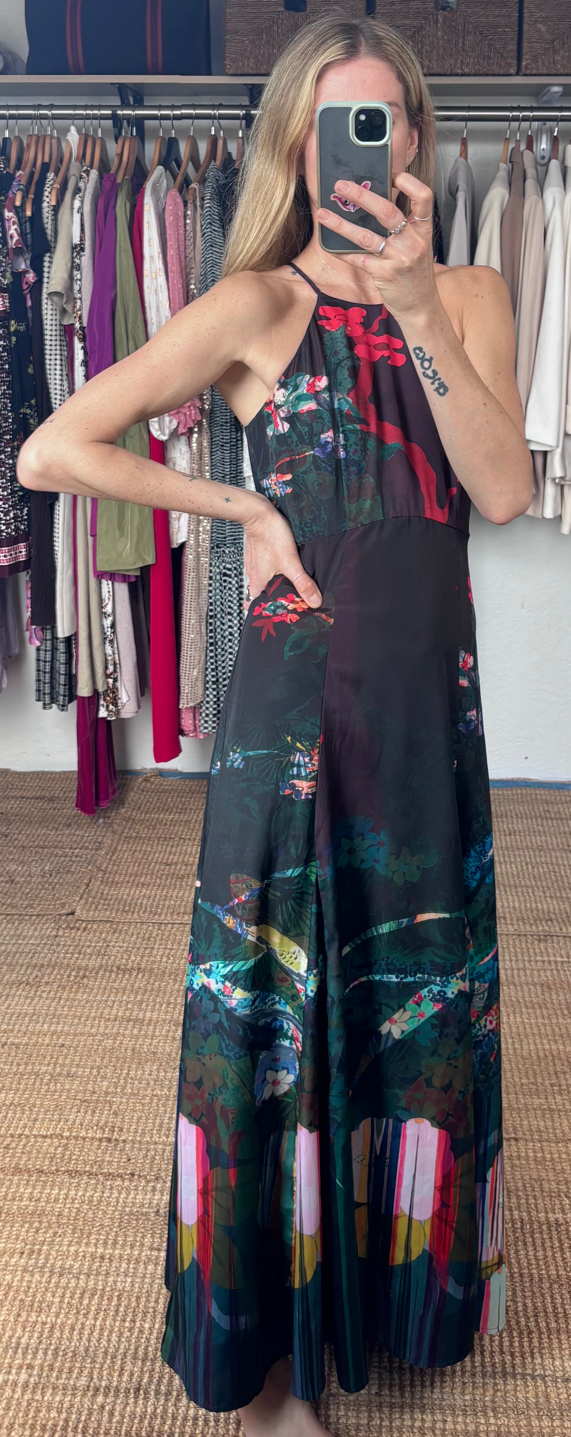 Anthropologie Moulinette Soeurs Vetements Cadence Sleeveless Multicolour Halter Floral Print Maxi Dress