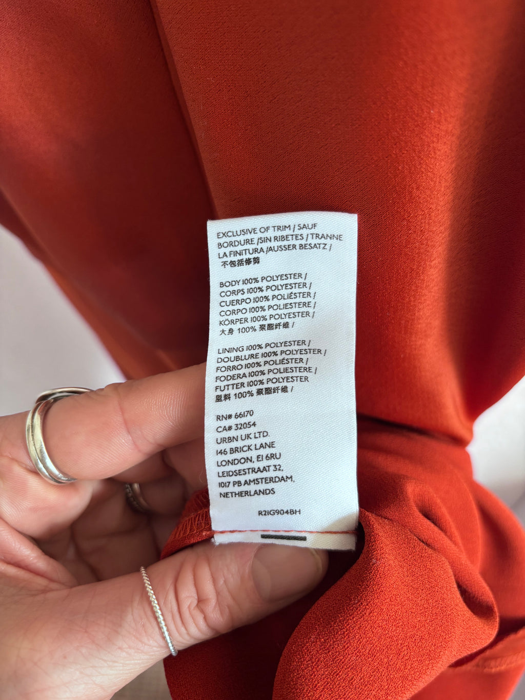 BHLDN Anthropologie Burnt Orange Terracotta Rust Spaghetti Strap Cowl Neck Satin Effect Maxi Slit Slip Gown Dress