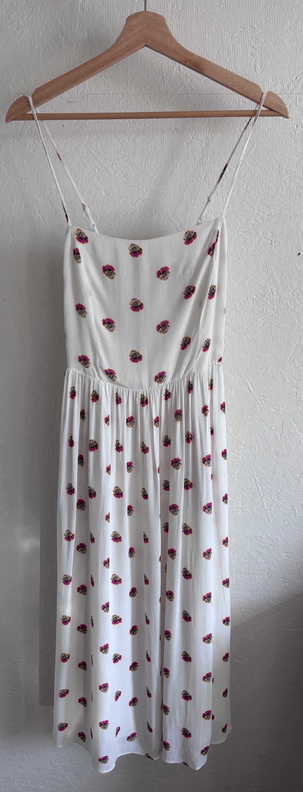 Babaton Aritzia Noel White Floral Print Spaghetti Strap Midi Dress