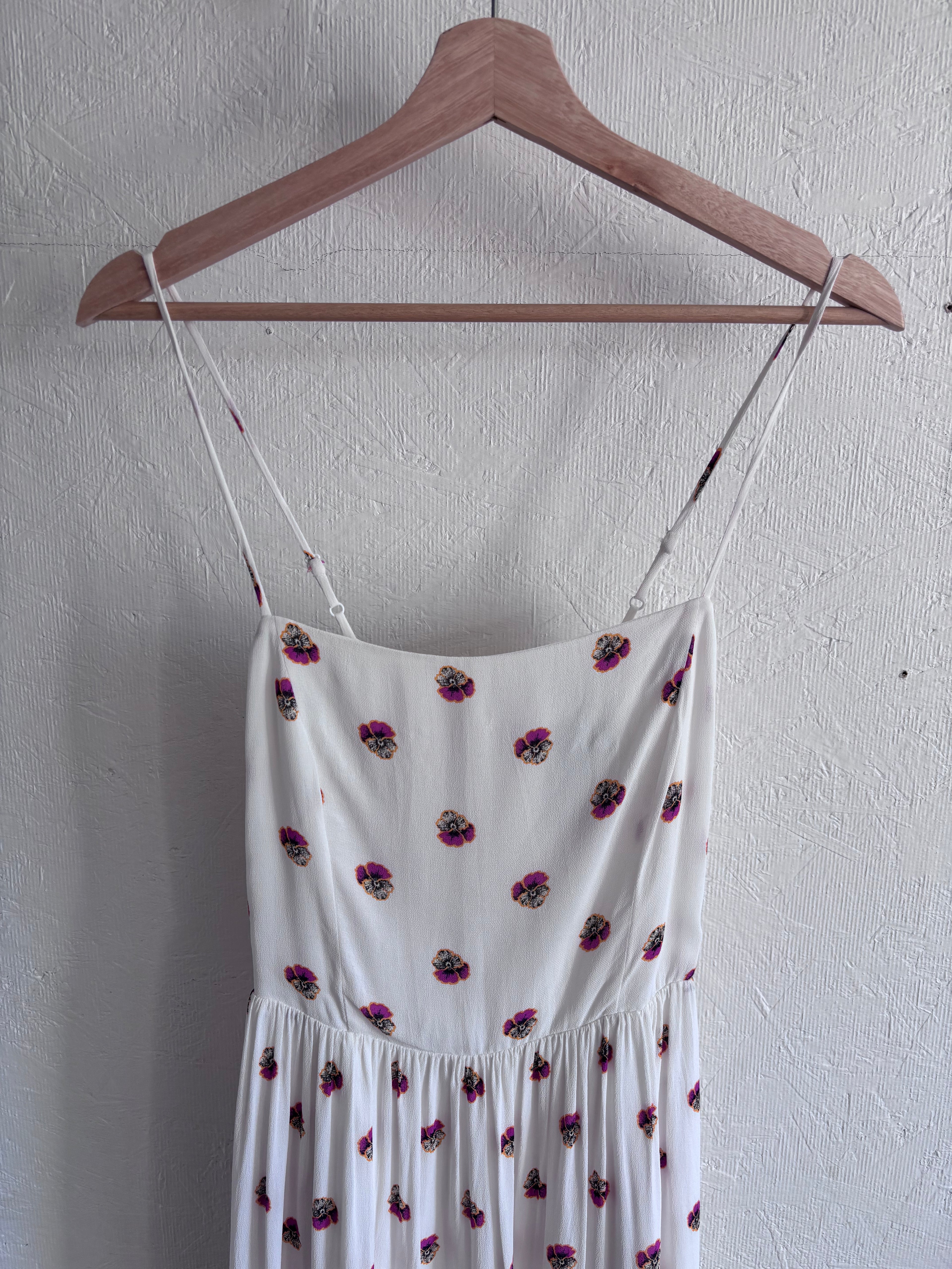 Babaton Aritzia Noel White Floral Print Spaghetti Strap Midi Dress