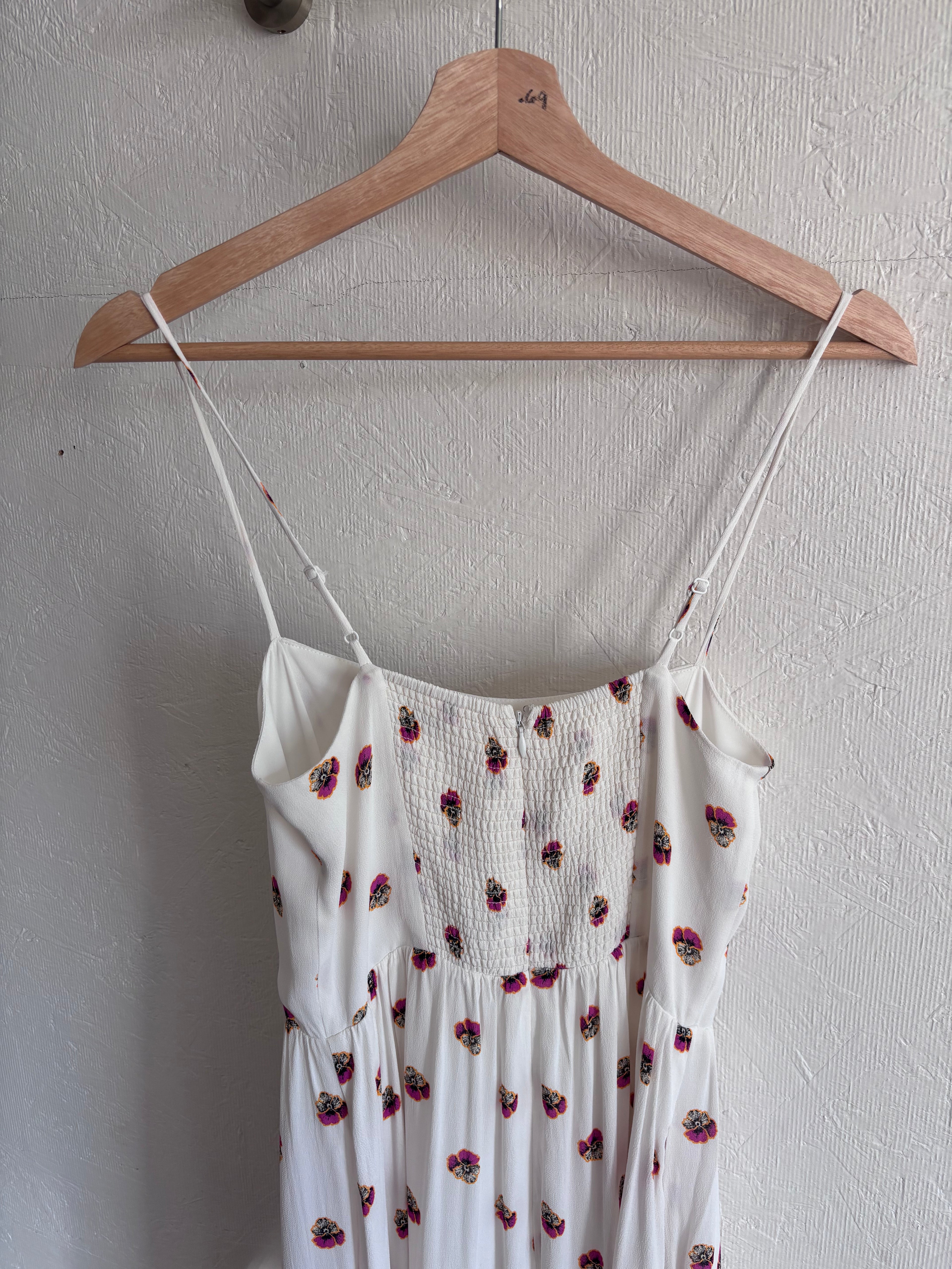 Babaton Aritzia Noel White Floral Print Spaghetti Strap Midi Dress