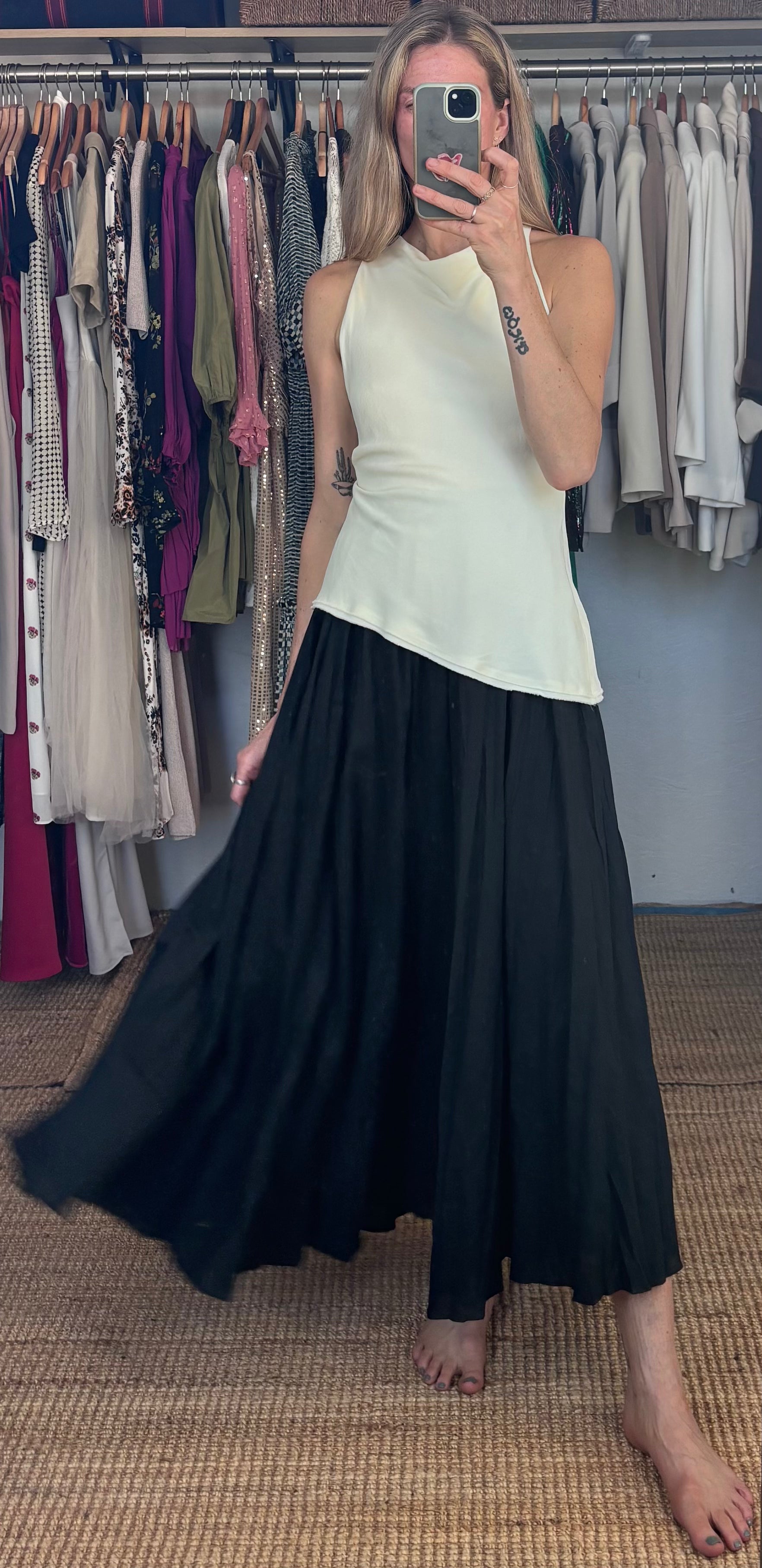 NWOT ZW Collection Zara Combination Halter Black White Sleeveless Maxi Dress