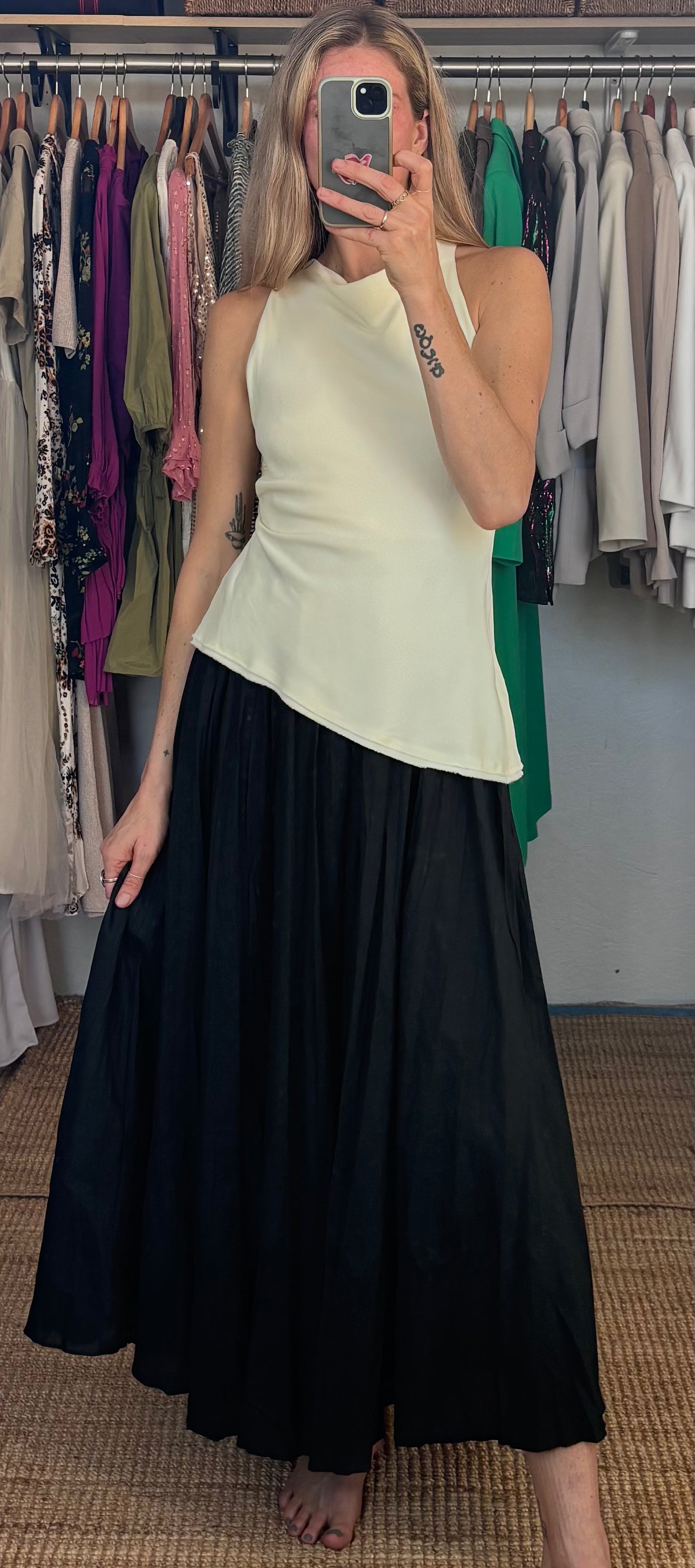 NWOT ZW Collection Zara Combination Halter Black White Sleeveless Maxi Dress