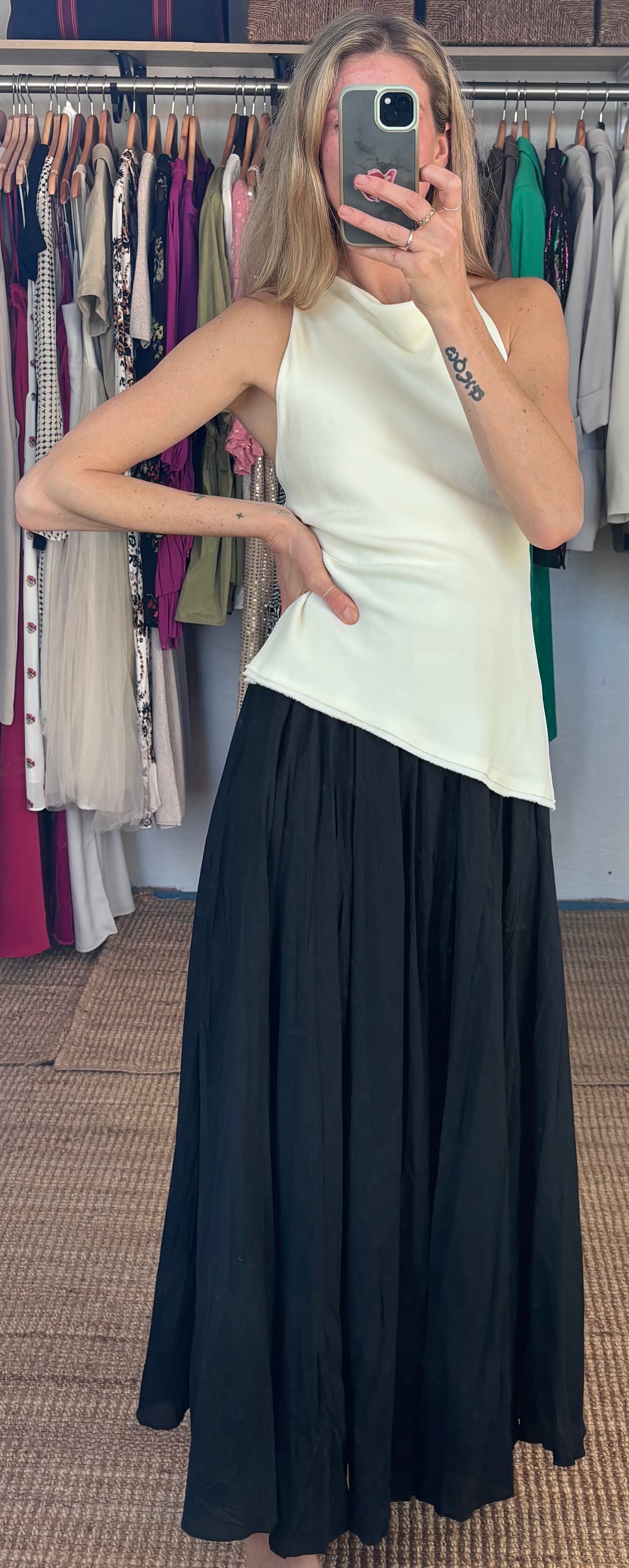 NWOT ZW Collection Zara Combination Halter Black White Sleeveless Maxi Dress