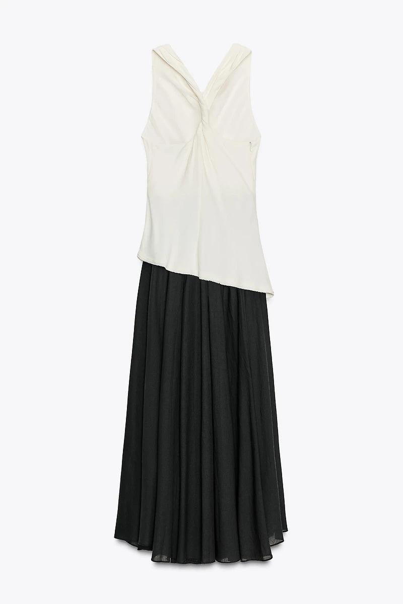 NWOT ZW Collection Zara Combination Halter Black White Sleeveless Maxi Dress