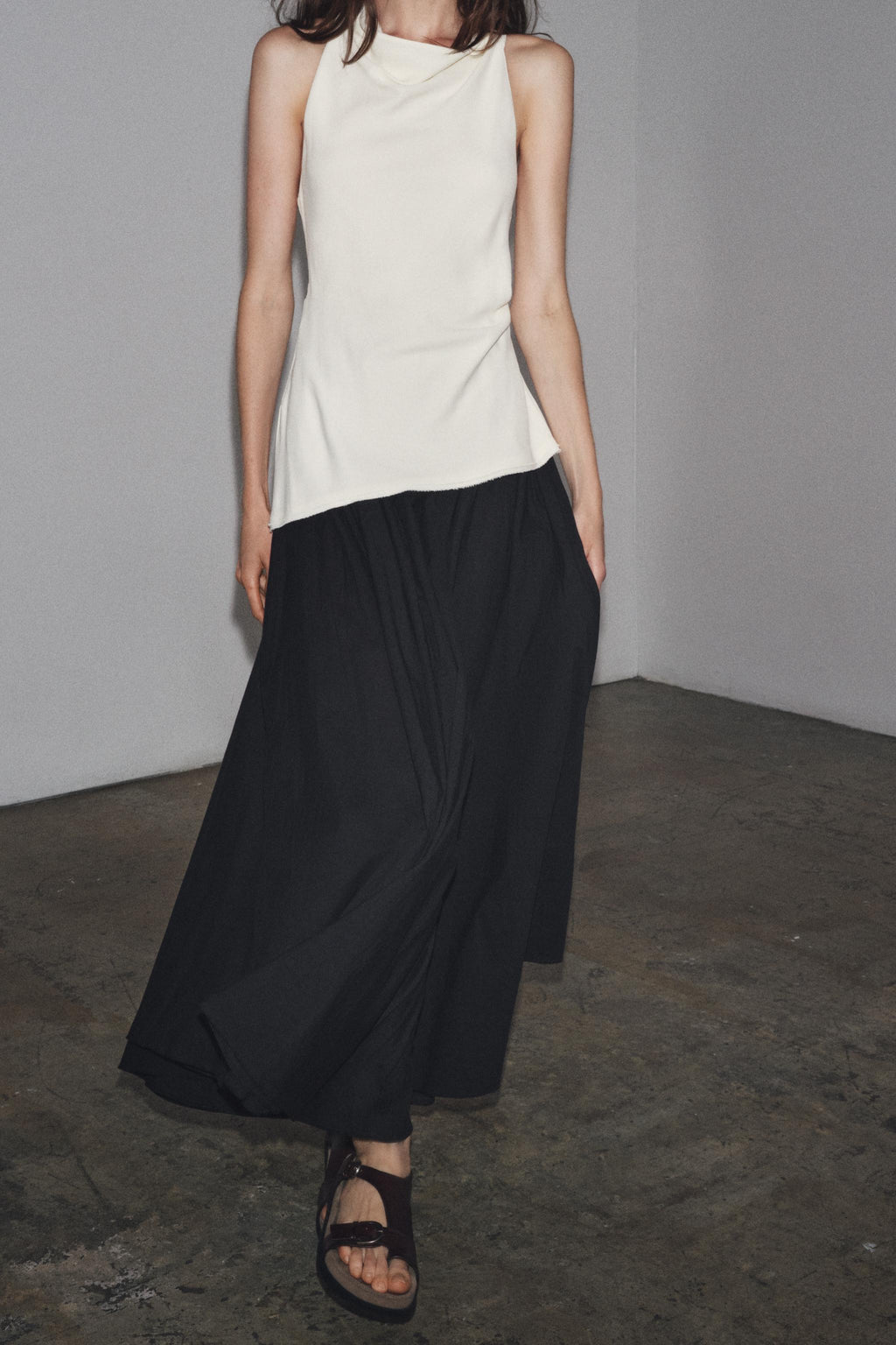 NWOT ZW Collection Zara Combination Halter Black White Sleeveless Maxi Dress