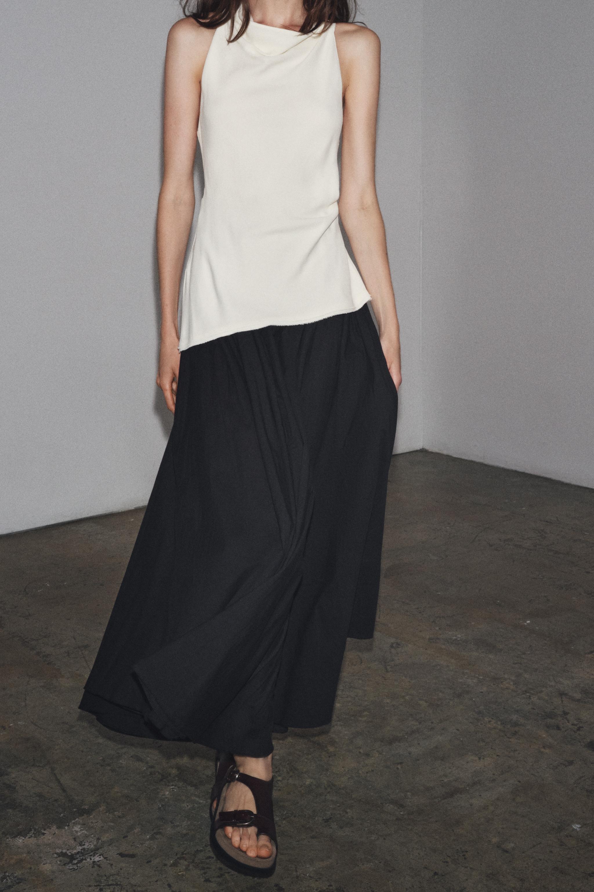 NWOT ZW Collection Zara Combination Halter Black White Sleeveless Maxi Dress