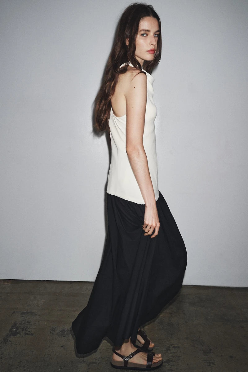 NWOT ZW Collection Zara Combination Halter Black White Sleeveless Maxi Dress