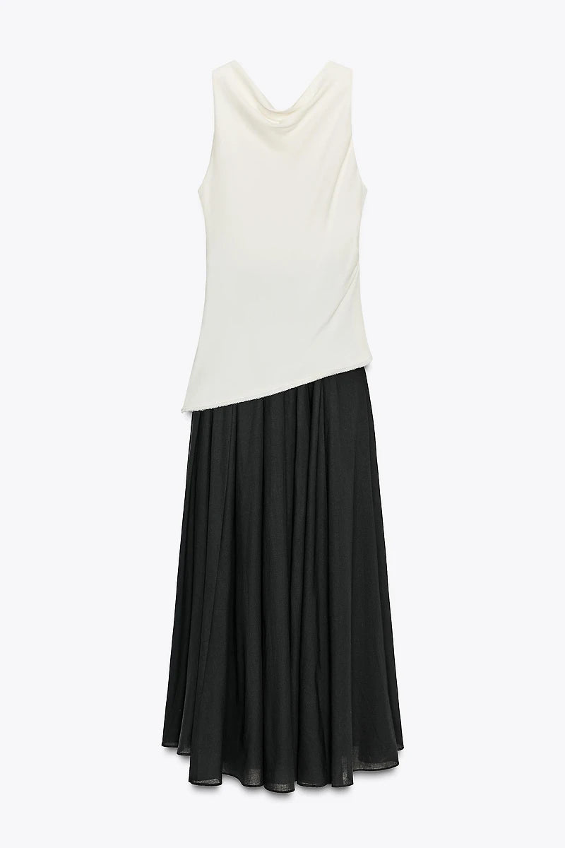 NWOT ZW Collection Zara Combination Halter Black White Sleeveless Maxi Dress