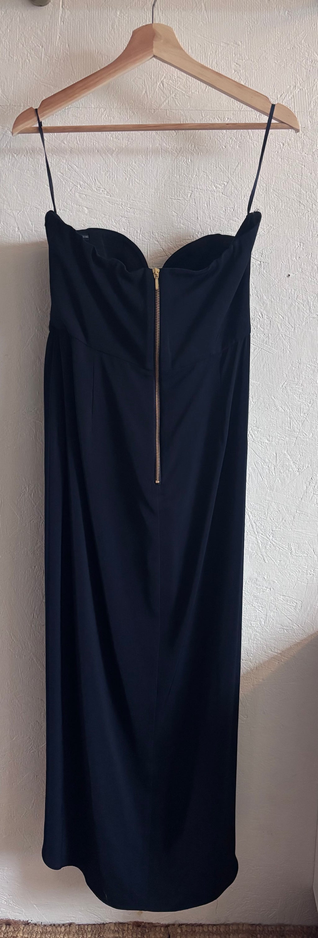 Shona Joy Dark Navy Blue U Bustier Wired Draped Strapless Midi Dress