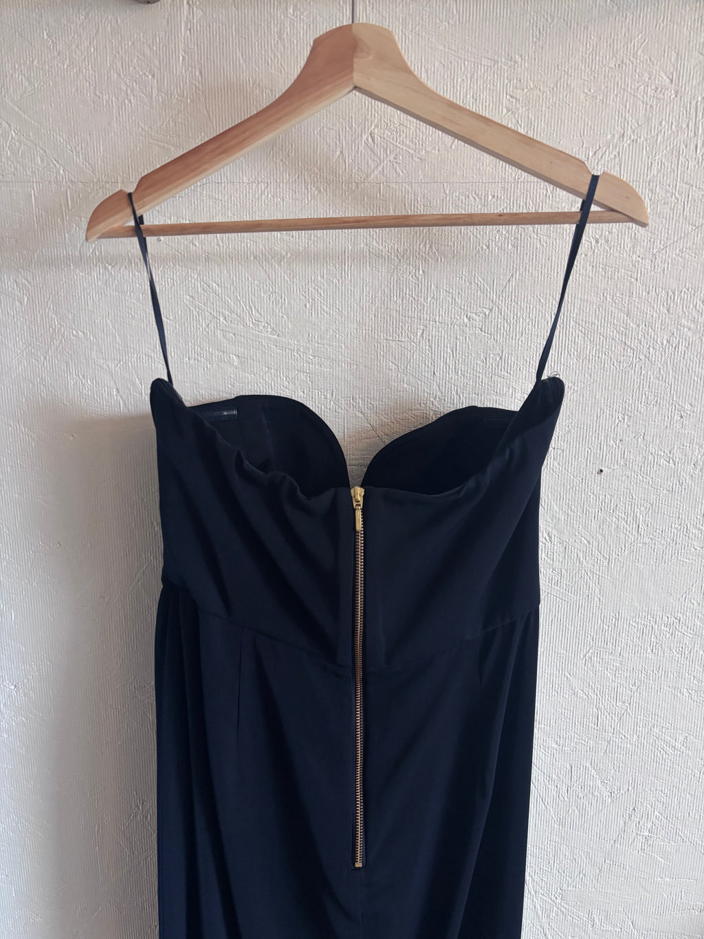 Shona Joy Dark Navy Blue U Bustier Wired Draped Strapless Midi Dress