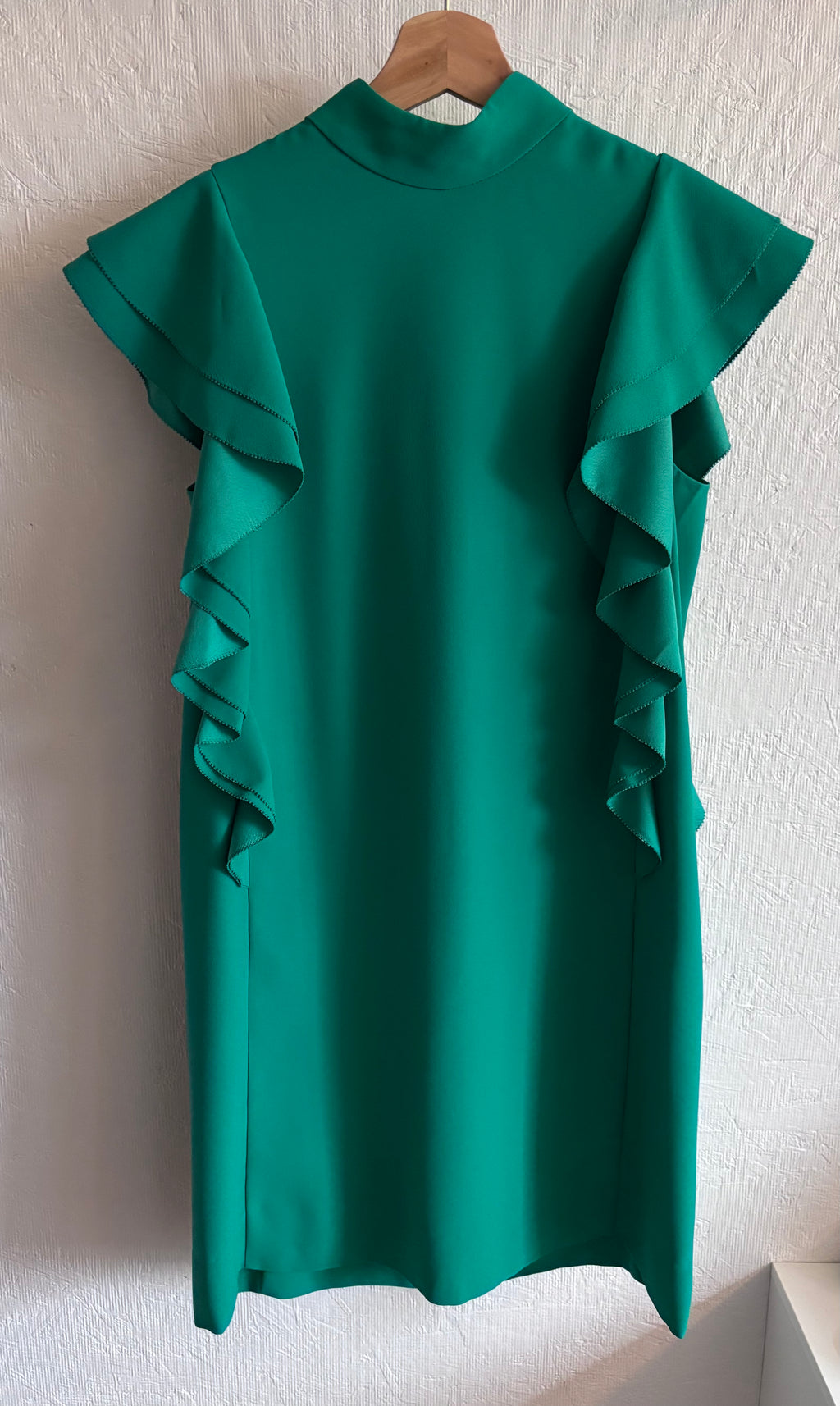 Kate Spade Teal Turquoise Flutter Sleeveless Ruffle Mini Dress
