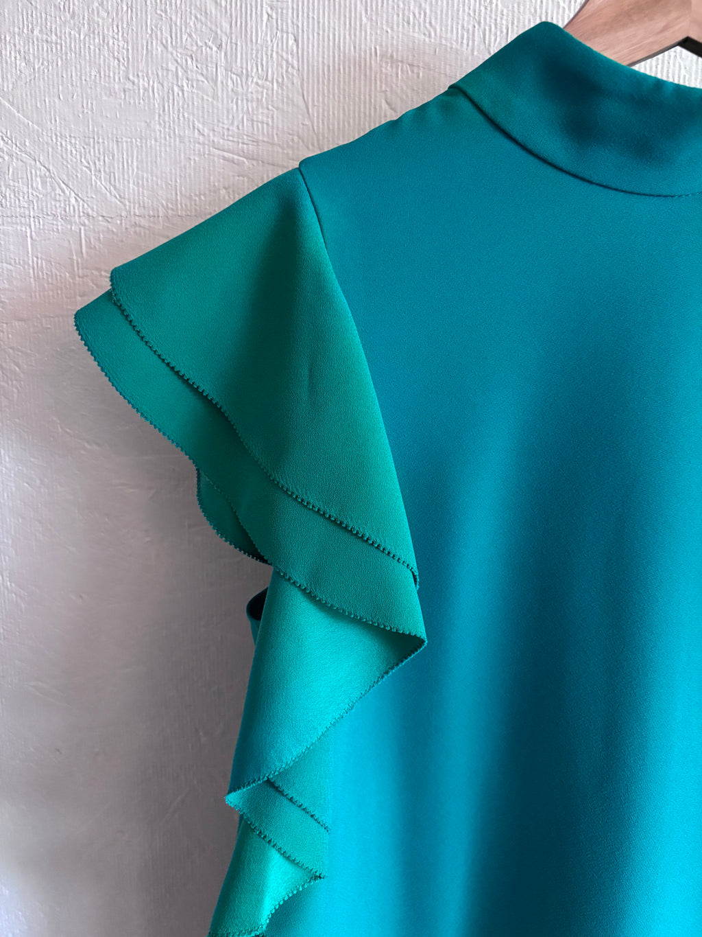 Kate Spade Teal Turquoise Flutter Sleeveless Ruffle Mini Dress