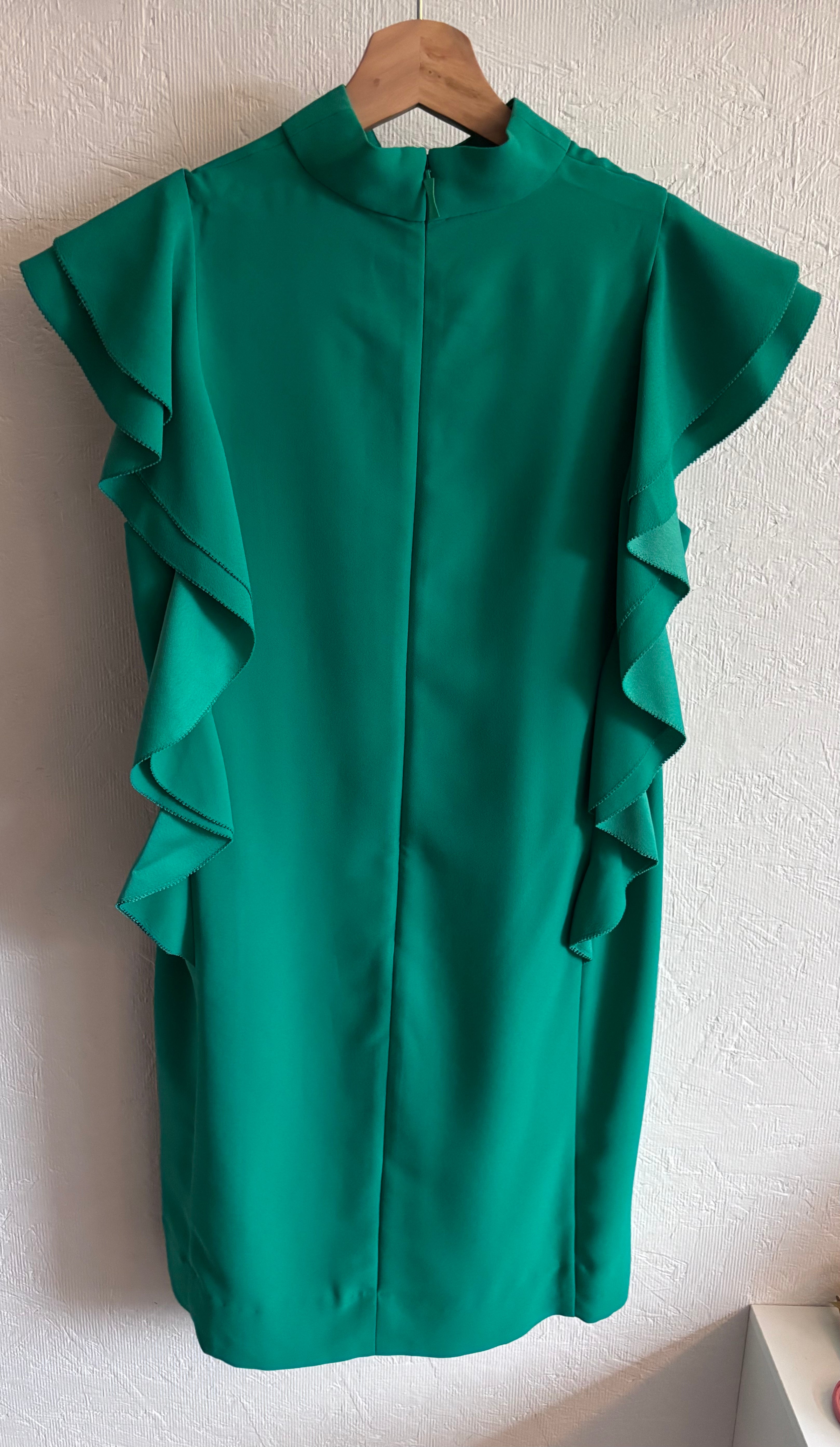 Kate Spade Teal Turquoise Flutter Sleeveless Ruffle Mini Dress