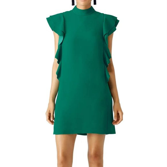 Kate Spade Teal Turquoise Flutter Sleeveless Ruffle Mini Dress