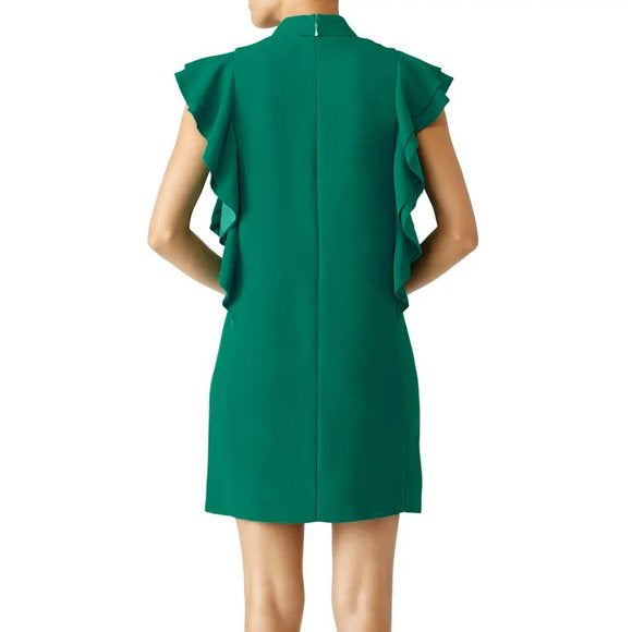 Kate Spade Teal Turquoise Flutter Sleeveless Ruffle Mini Dress