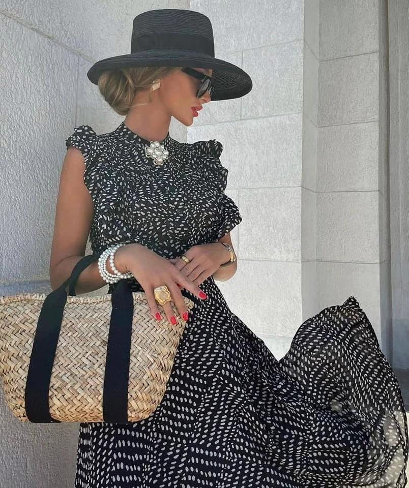 Club Monaco Black White Sandra Polka Dot Microdot Ruffle Sleeveless Button Down Belted Midi Dress