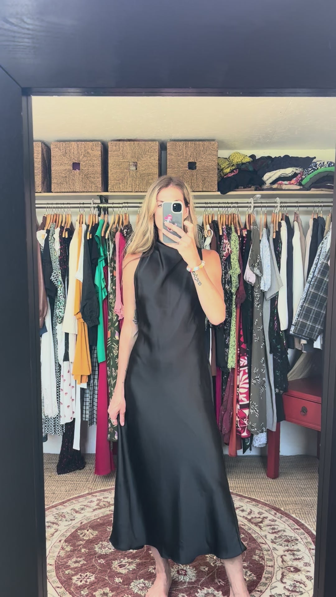 NWT Zara Black Drape Cowl Mock Neck Sleeveless Satin Maxi Mid Dress
