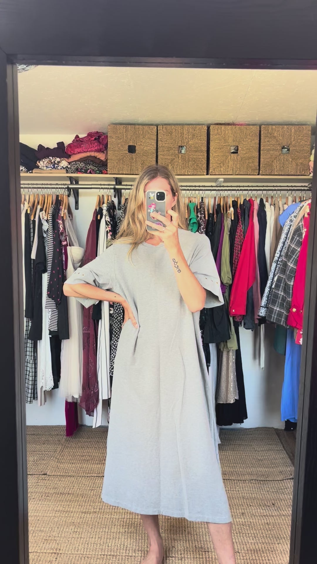 Mother of Pearl No Frills Grey Gray Organic Cotton T Shirt Jersey Maxi Midi Dress