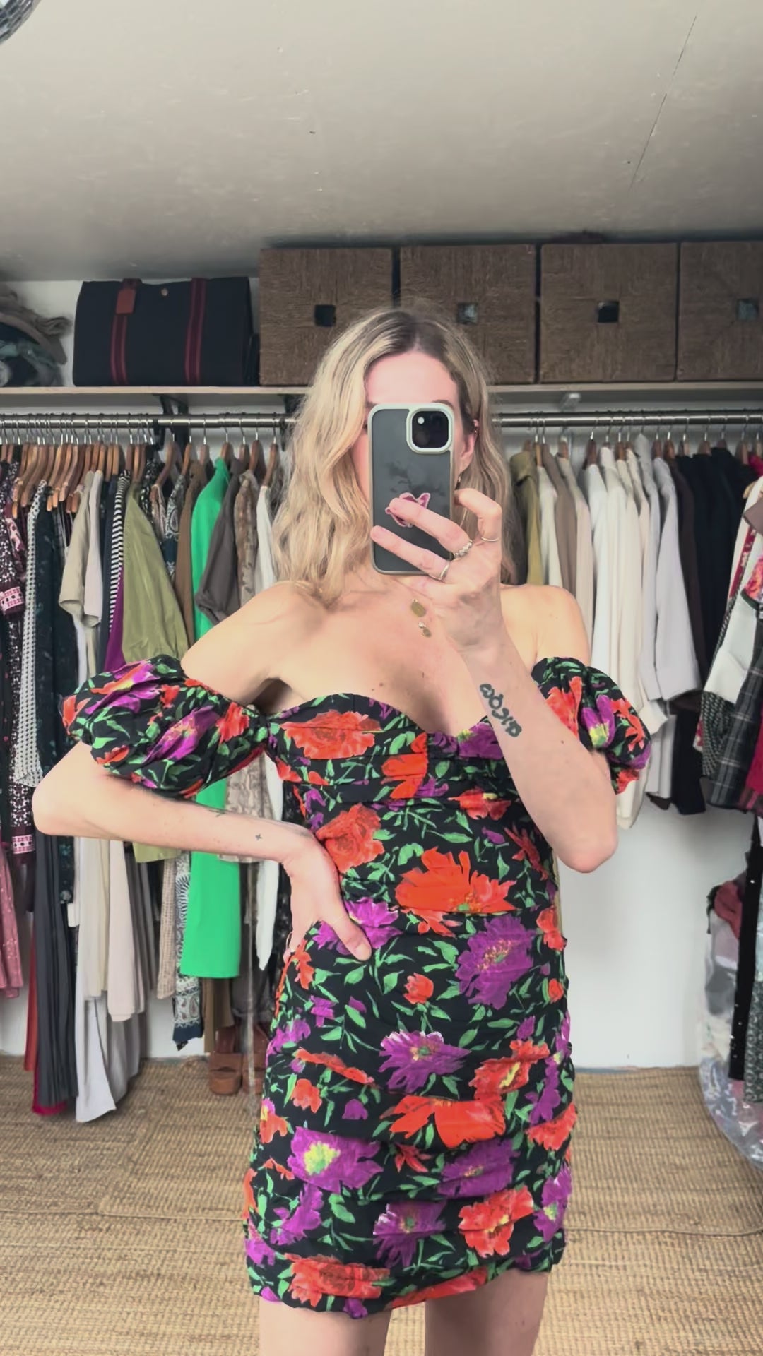 NWT Zara Bloggers Fave Ruched Bardot Off Shoulder Puff Sleeve 80’s Inspired Mini Dress&nbsp;