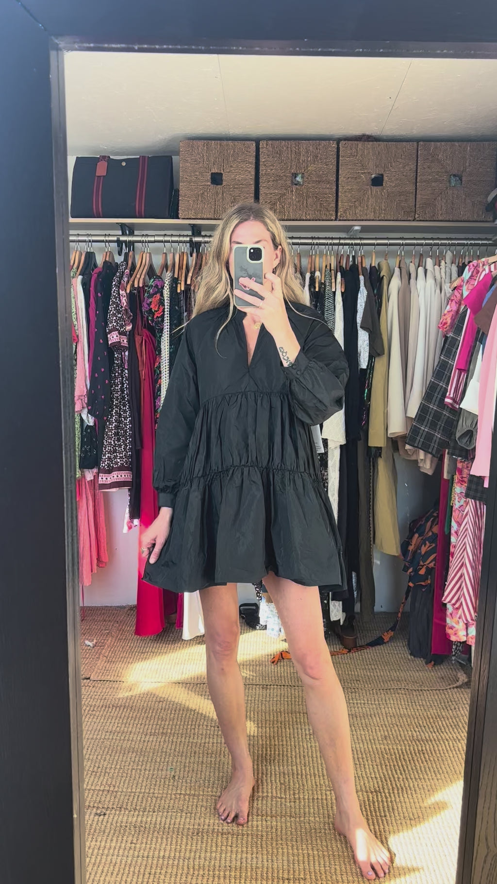 NWT Aritzia Sunday Best Gianna Oversized Tiered Mini Puff Sleeve Babydoll Dress