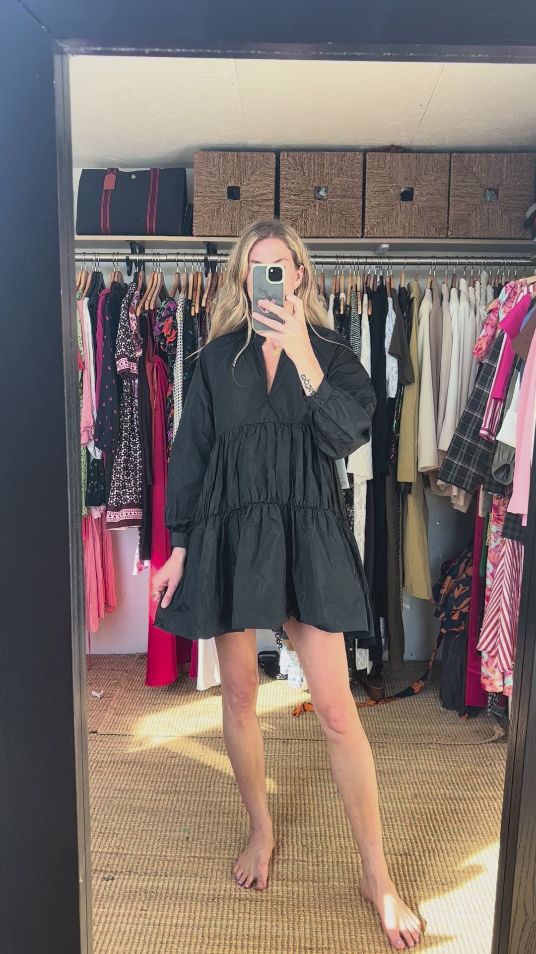 NWT Aritzia Sunday Best Gianna Oversized Tiered Mini Puff Sleeve Babydoll Dress