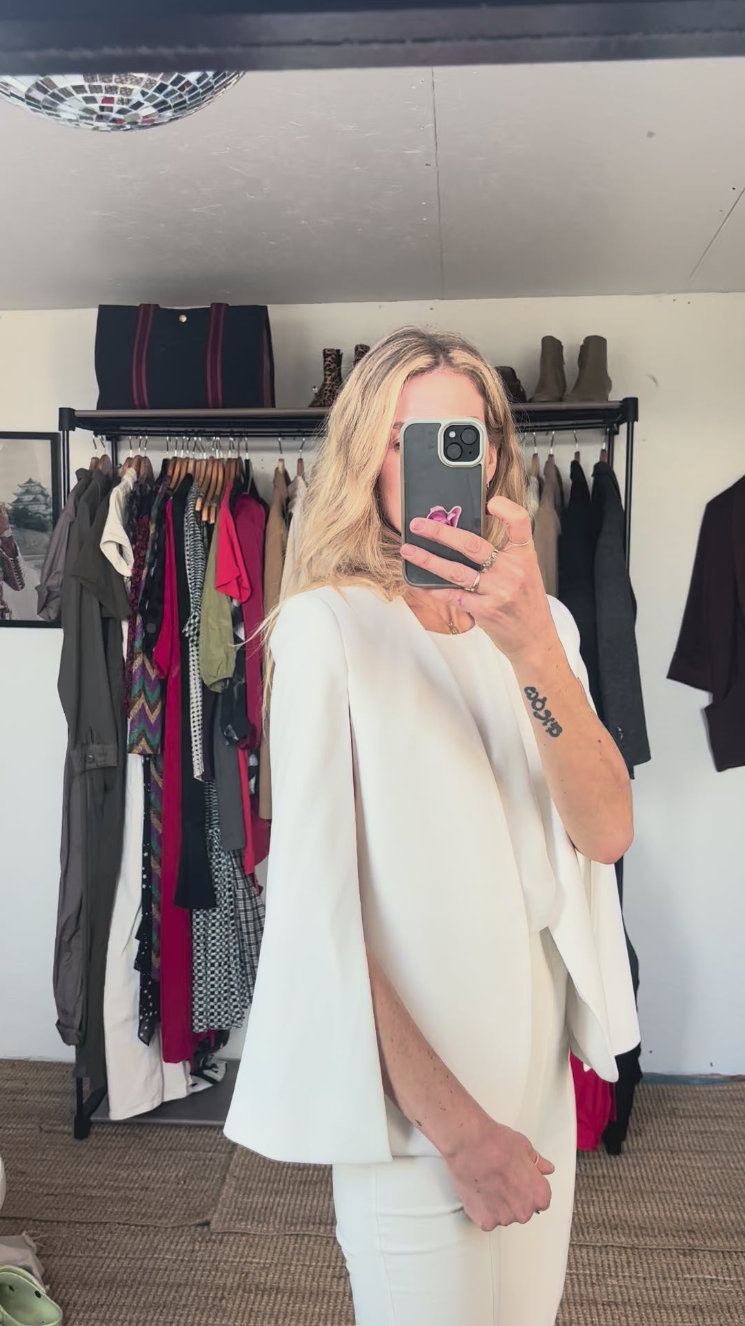 Zara ZW Collection White Cape Blazer Sleeveless Vest Bridal Minimalist