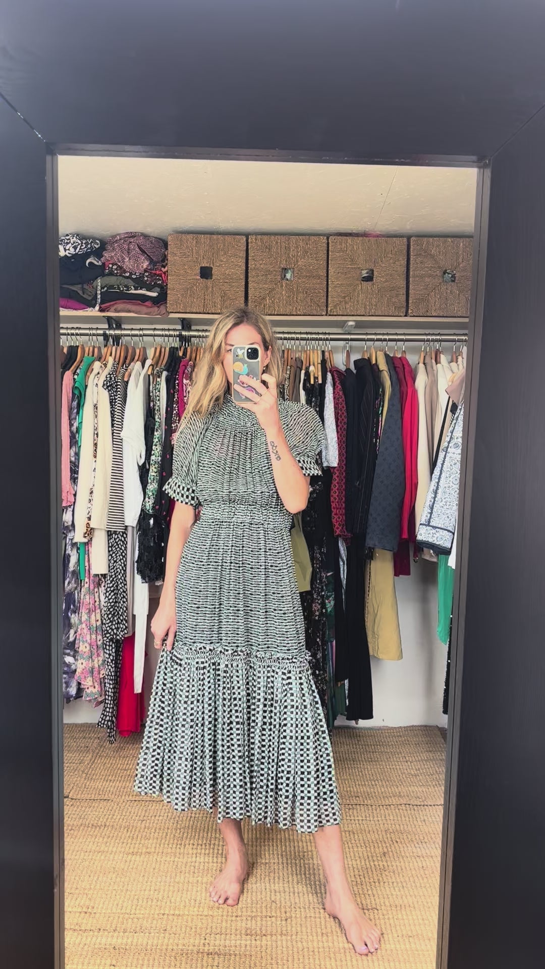 Proenza Schouler Silk Long Ruffle Raw Edge Hem Mock Neck A Line Maxi Dress