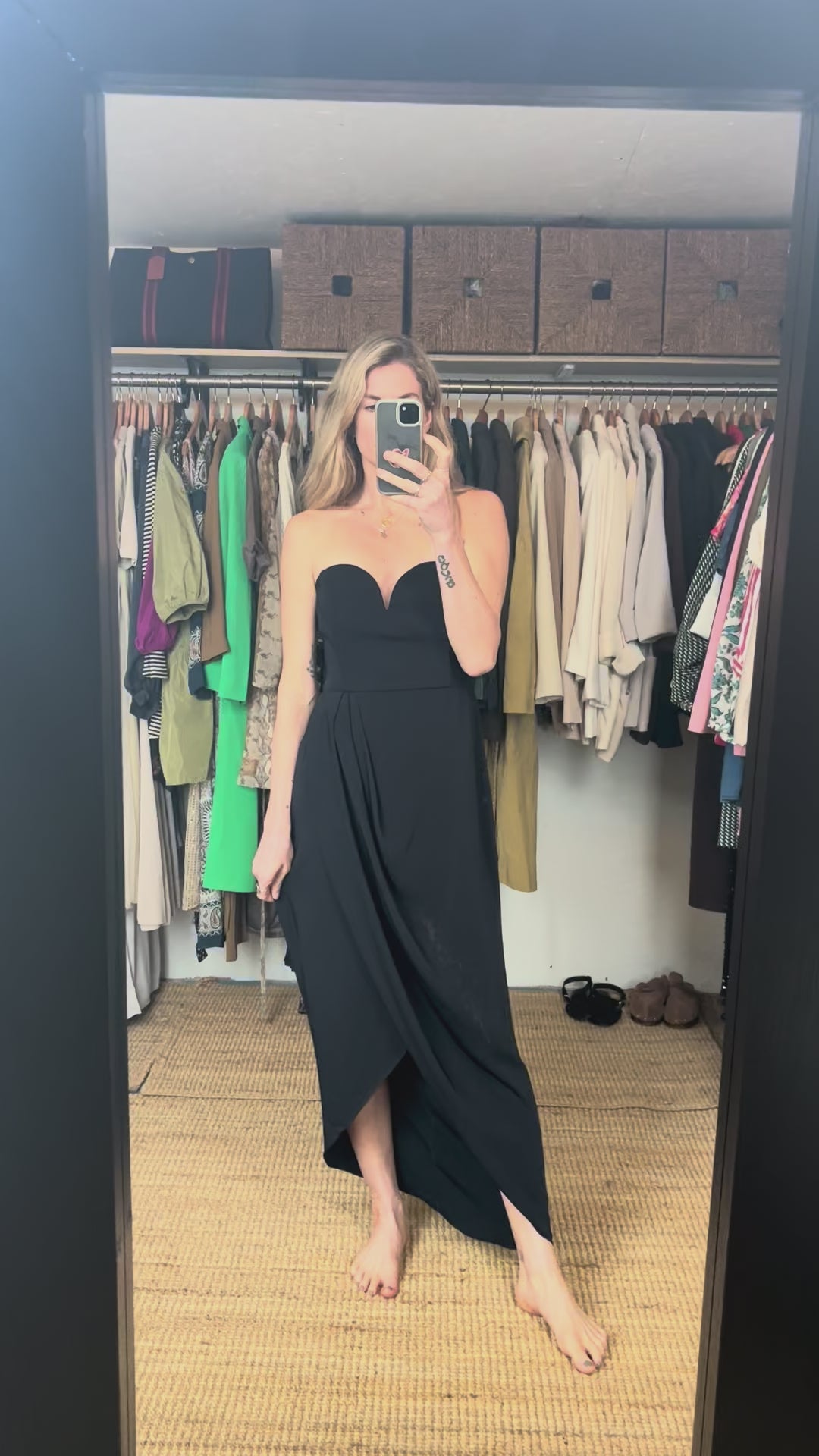 Shona Joy Dark Navy Blue U Bustier Wired Draped Strapless Midi Dress